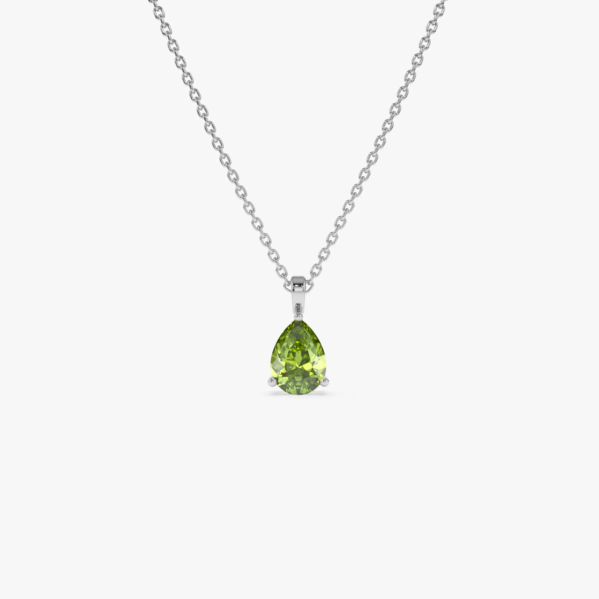 14k Pear Shape Peridot Solitaire Necklace - Image 6