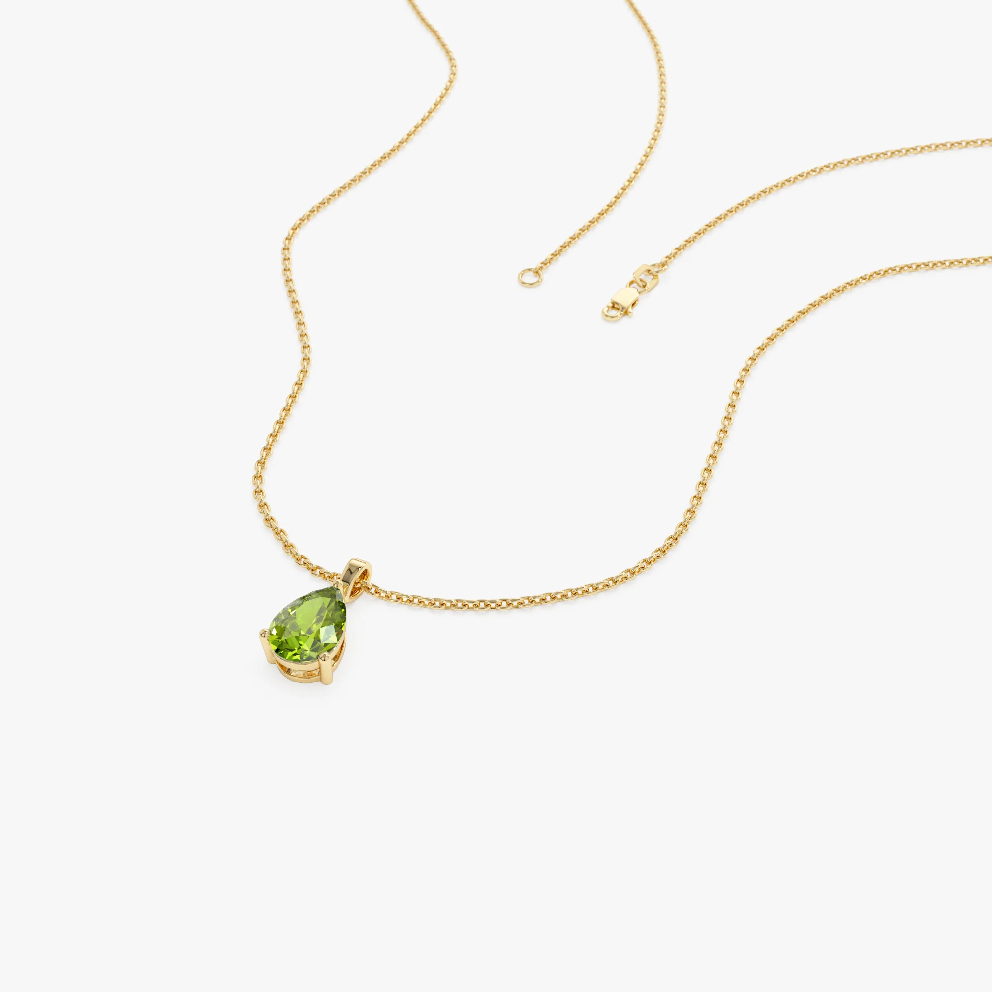 14k Pear Shape Peridot Solitaire Necklace - Image 7