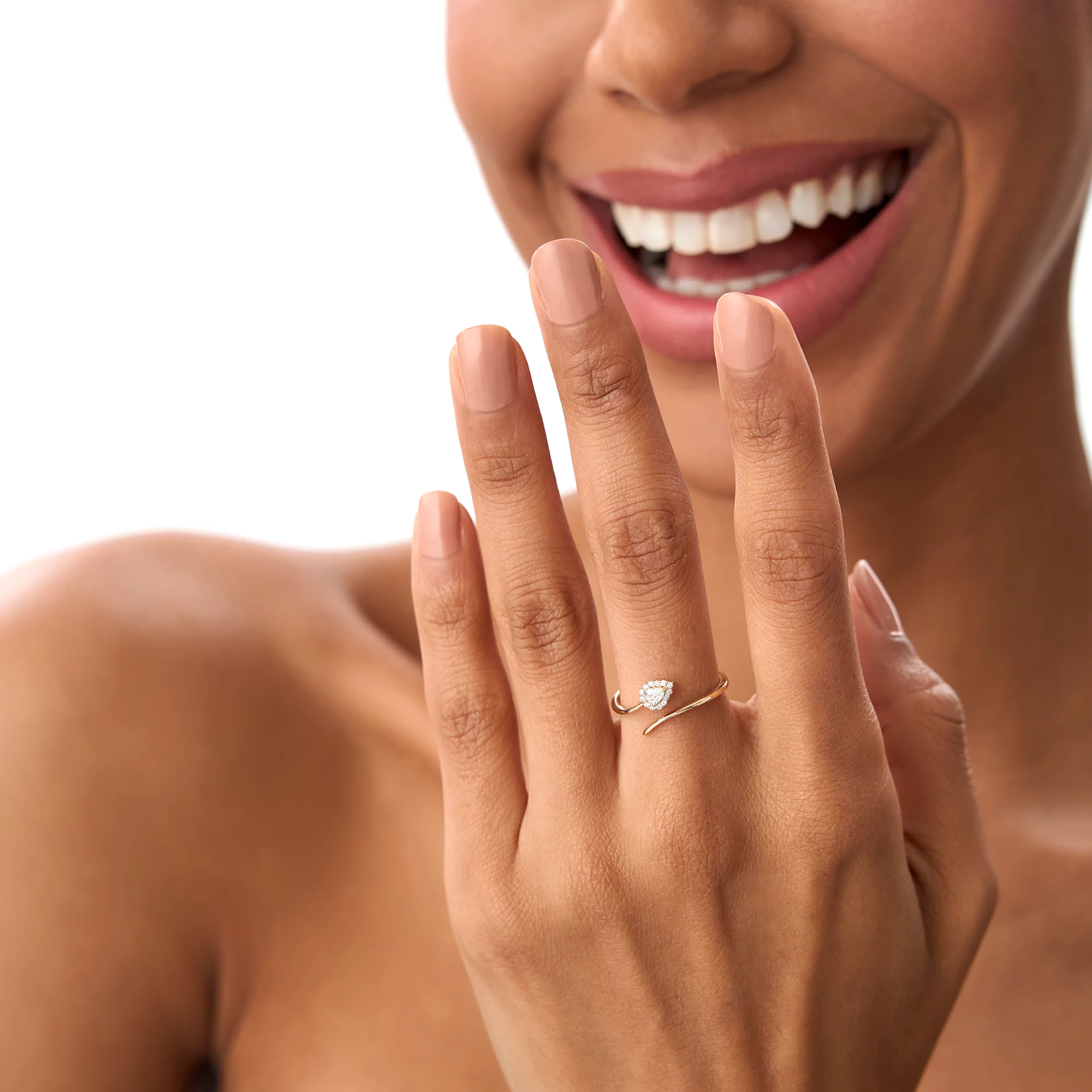 14K Pear-Shaped Diamond Wrap Ring - Image 3