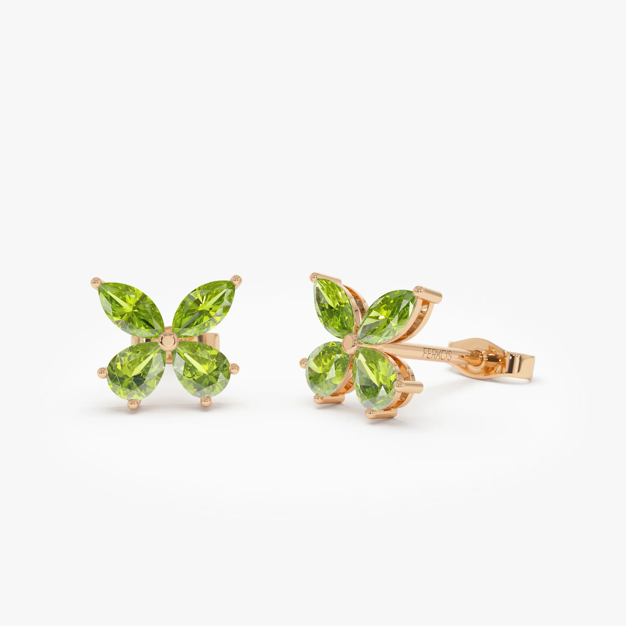 14K Peridot Butterfly Stud Earrings - Image 5