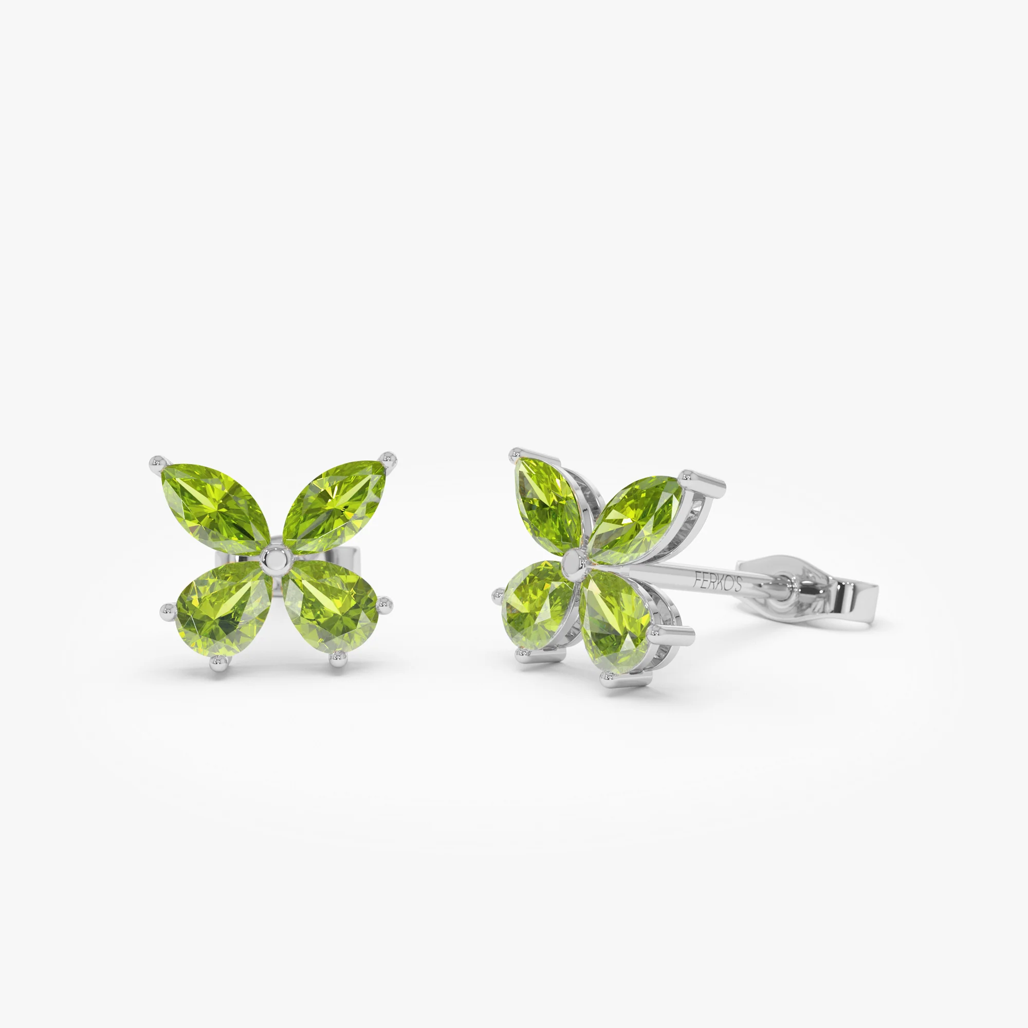 14K Peridot Butterfly Stud Earrings - Image 6