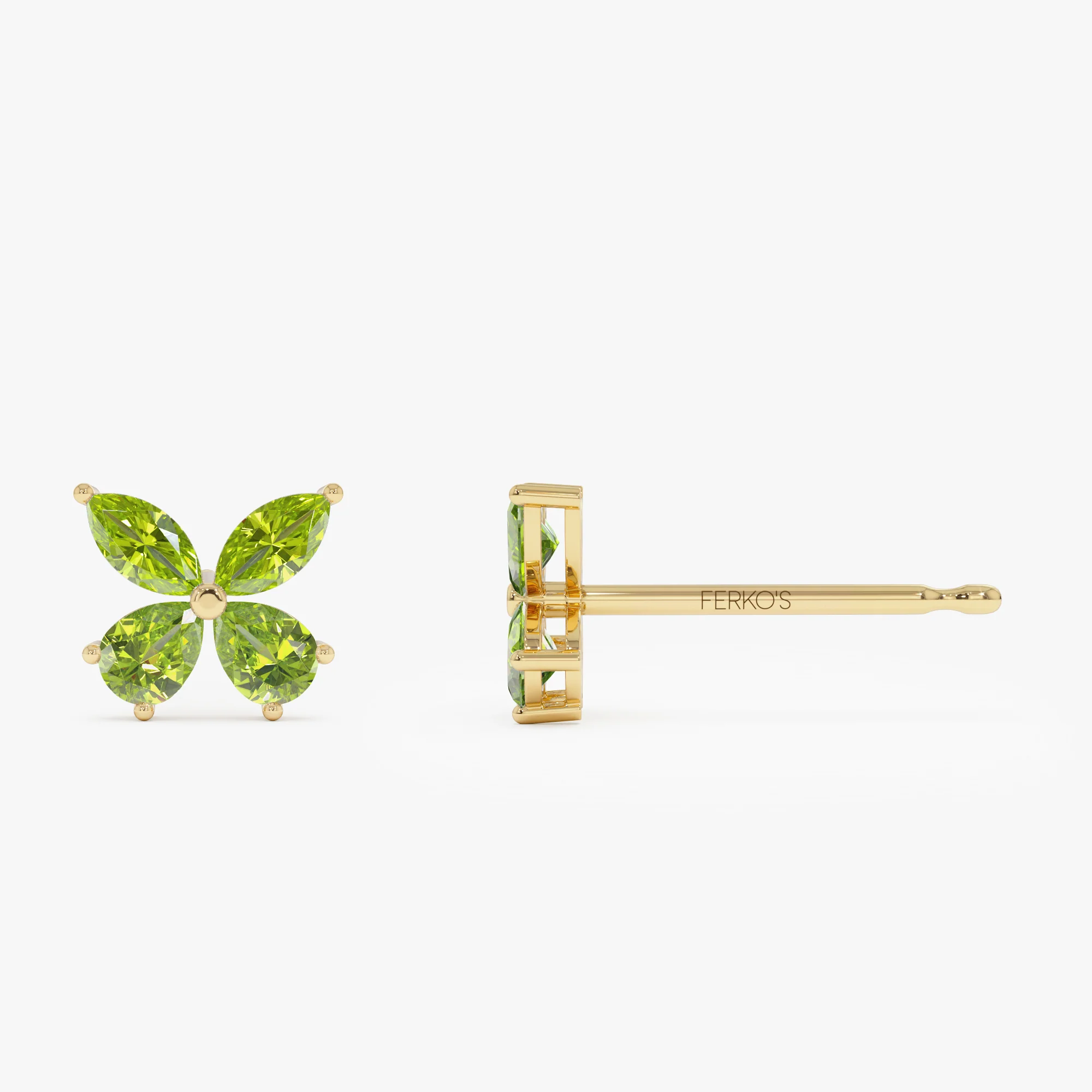 14K Peridot Butterfly Stud Earrings - Image 7