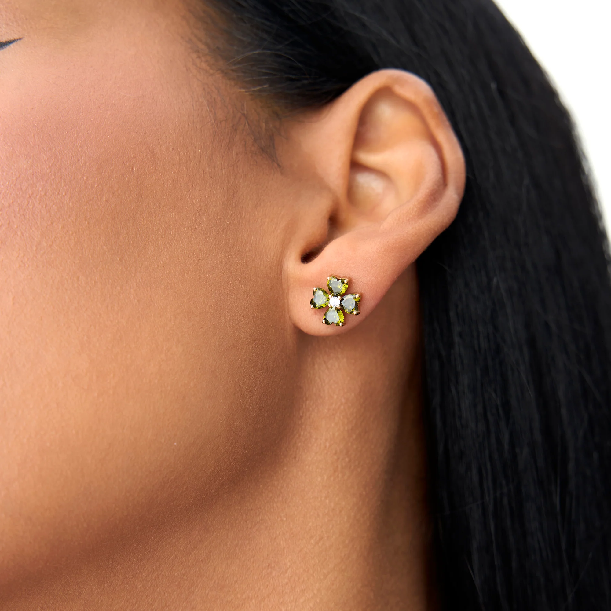 14k Peridot Four Leaf Clover Studs - Image 7