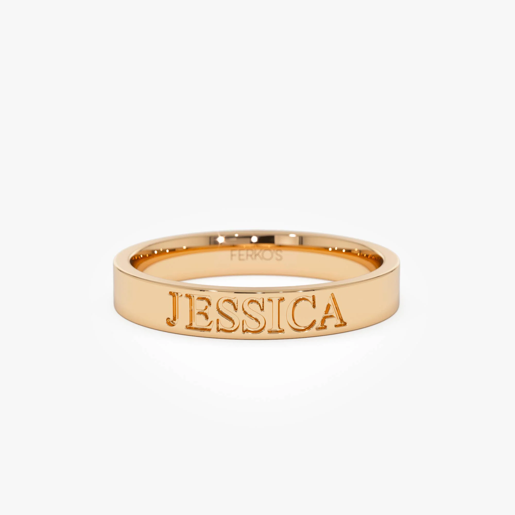 14k Gold Custom Name Engraved Band Ring - Image 5