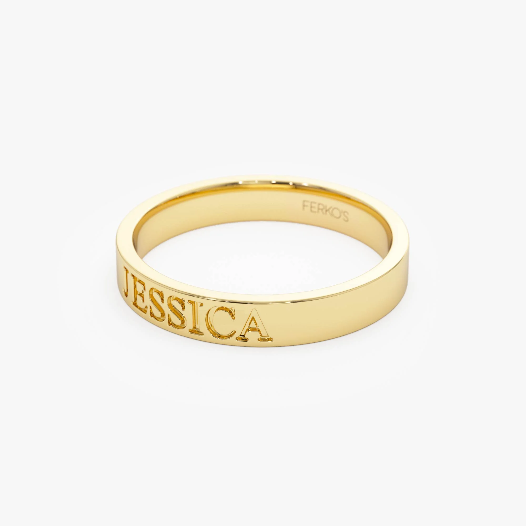 14k Gold Custom Name Engraved Band Ring - Image 7
