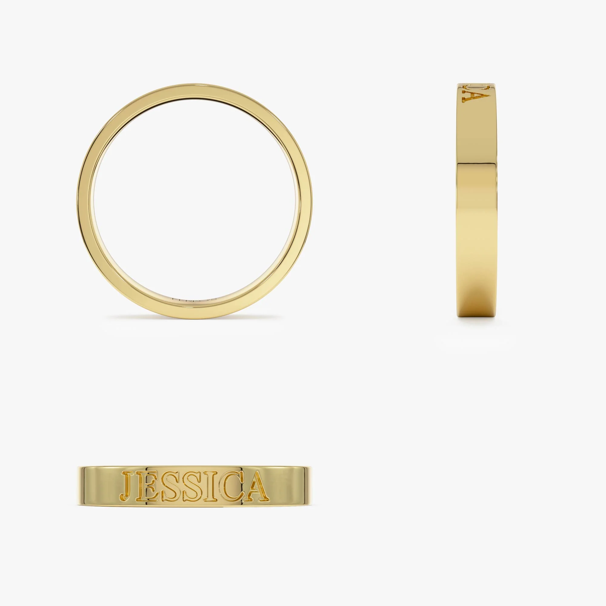 14k Gold Custom Name Engraved Band Ring - Image 8