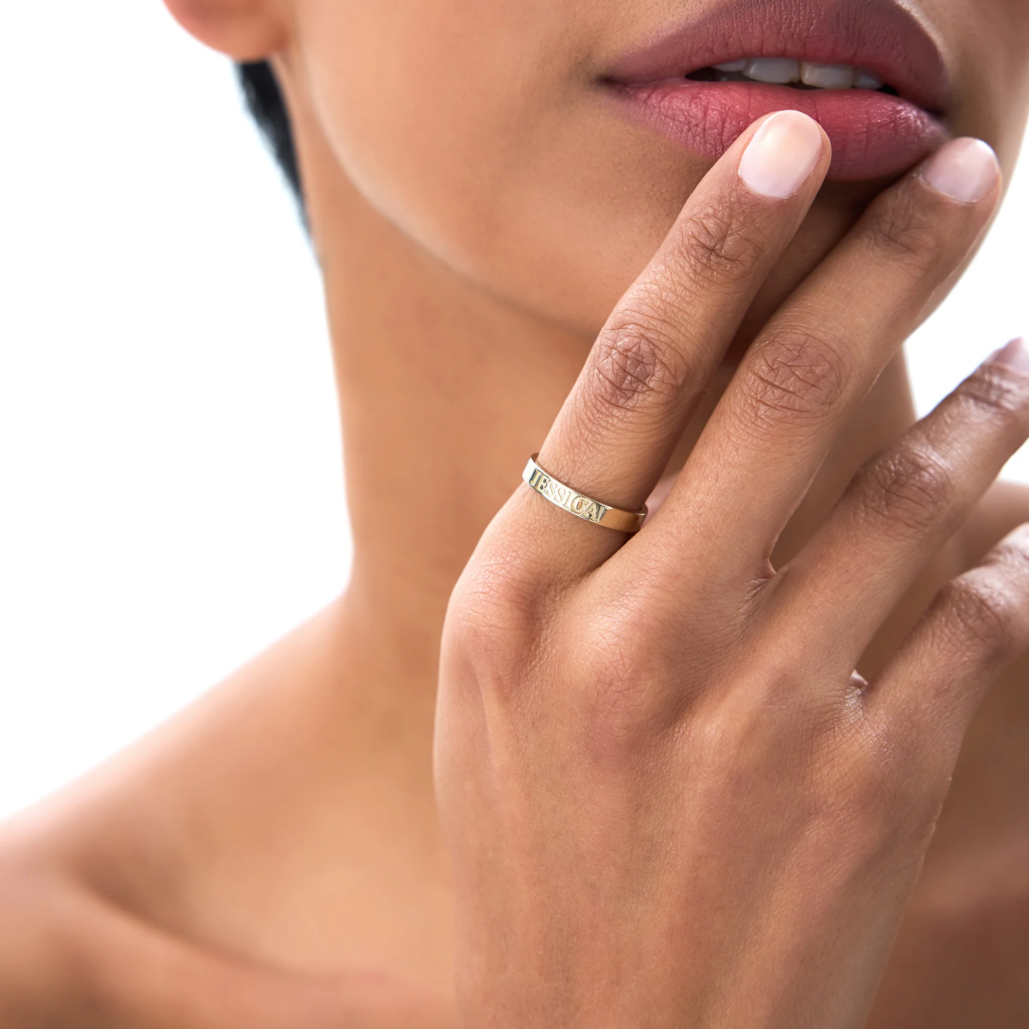 14k Gold Custom Name Engraved Band Ring - Image 9