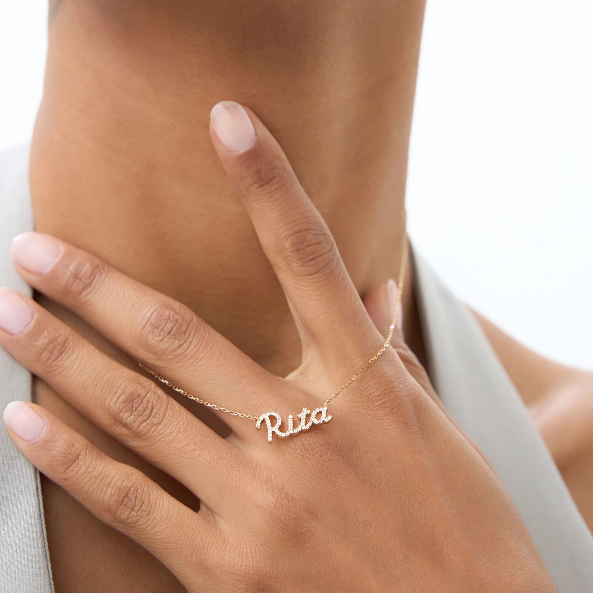 14k Personalized Diamond Name Necklace - Image 10