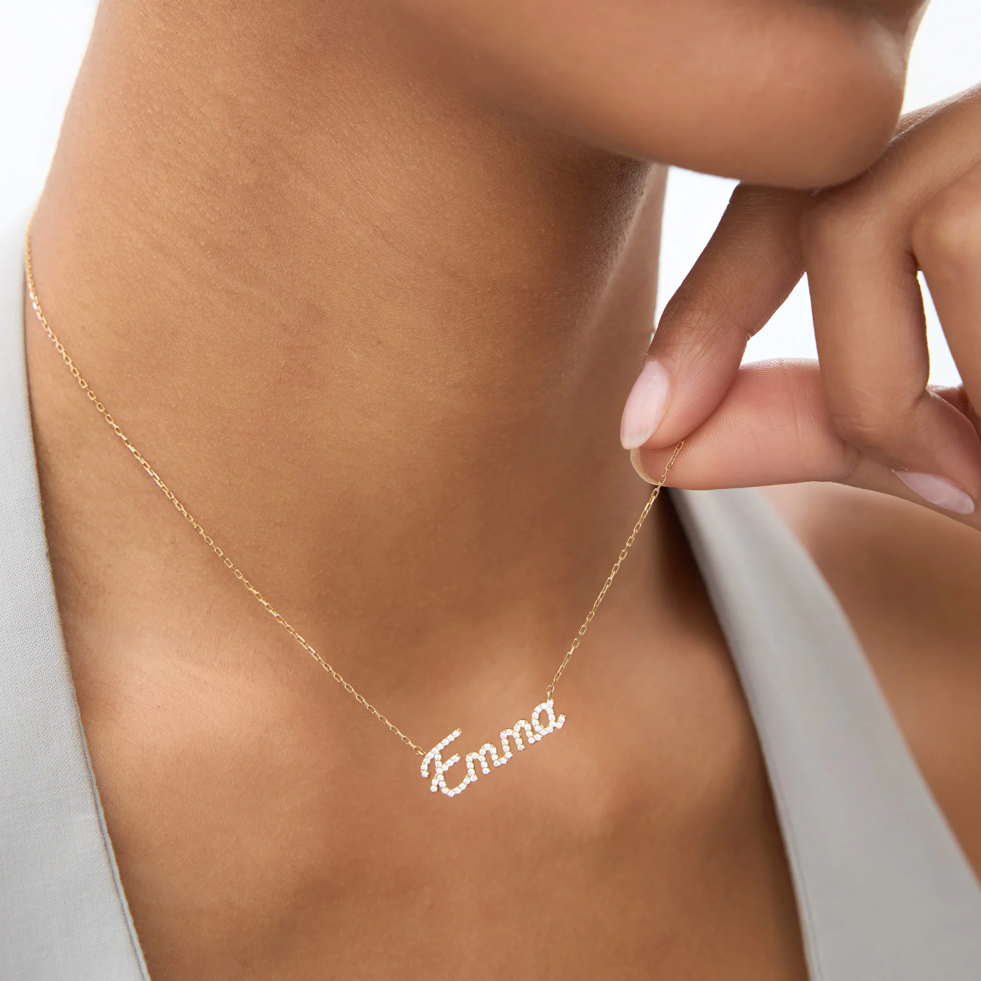 14k Personalized Diamond Name Necklace - Image 2