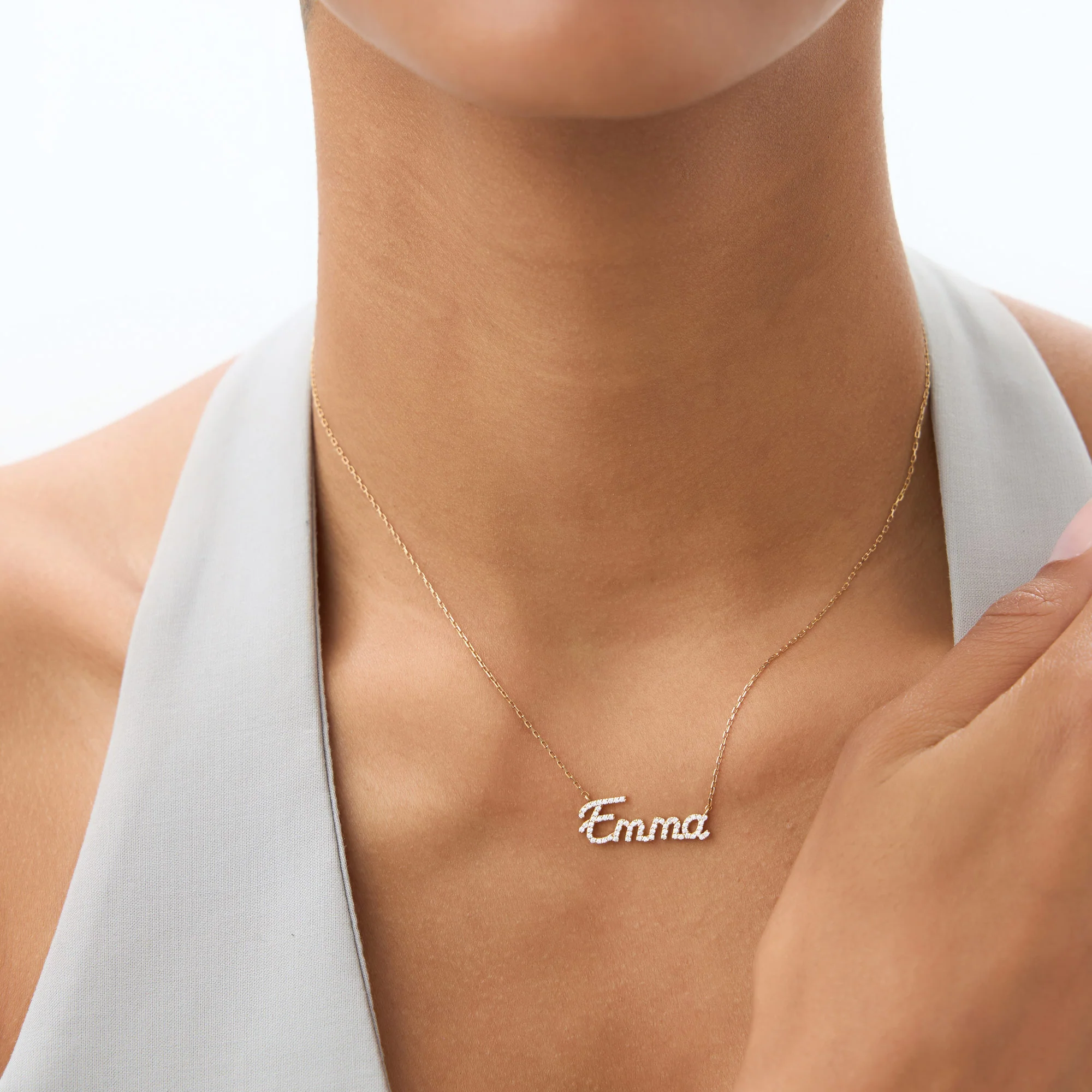 14k Personalized Diamond Name Necklace - Image 3