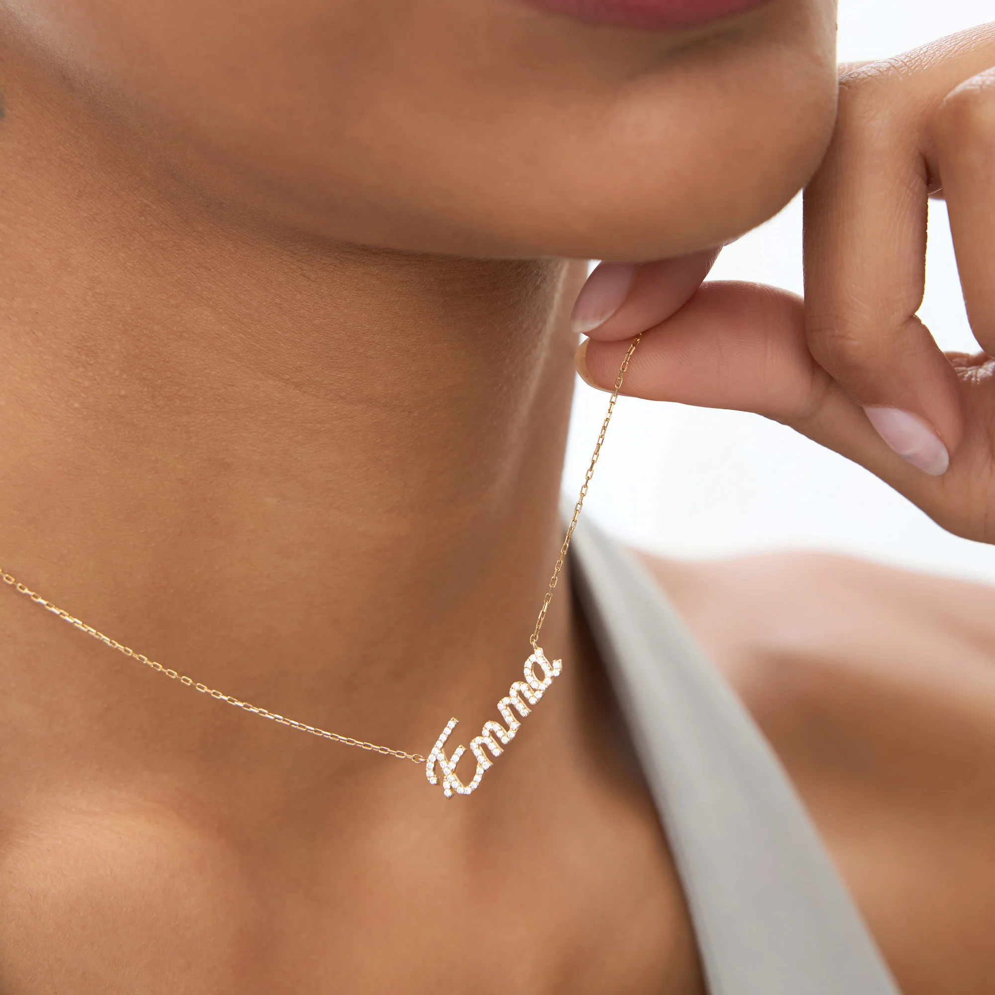 14k Personalized Diamond Name Necklace - Image 4