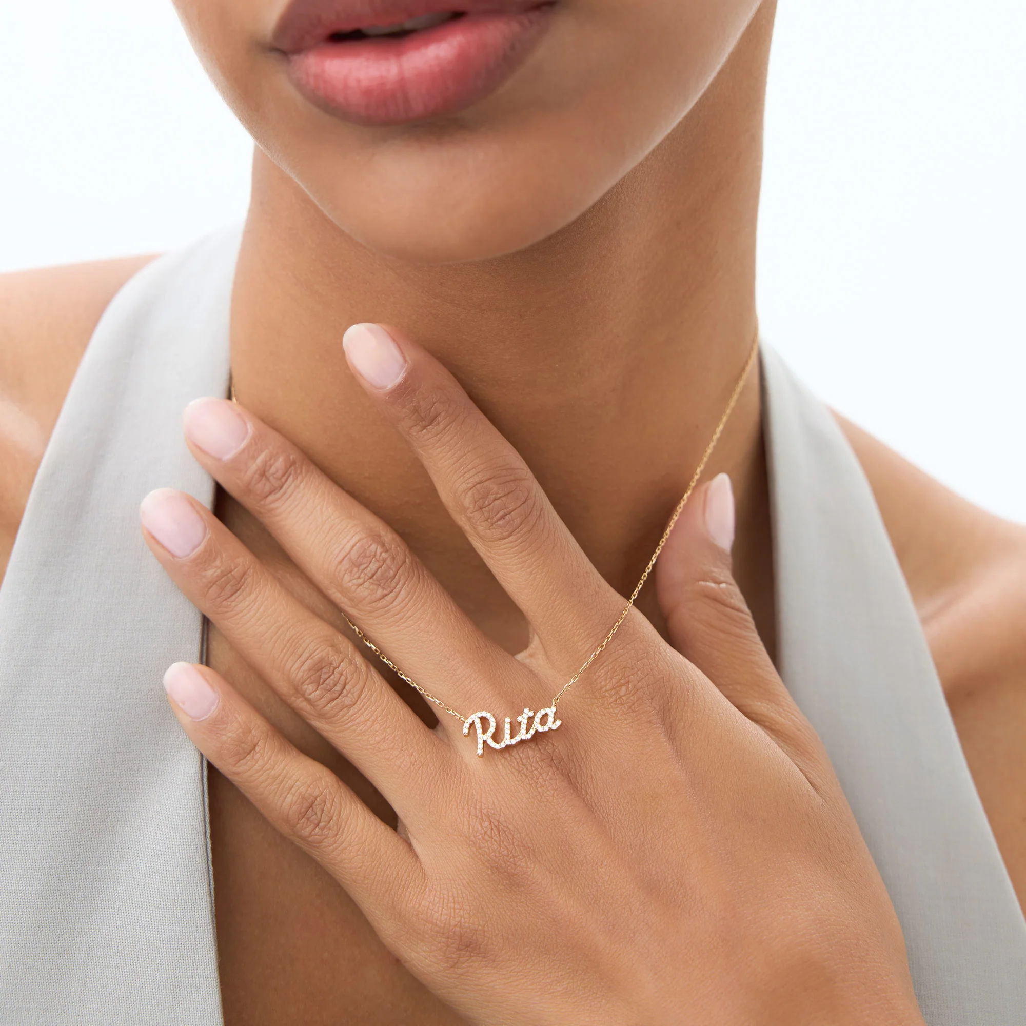 14k Personalized Diamond Name Necklace - Image 9