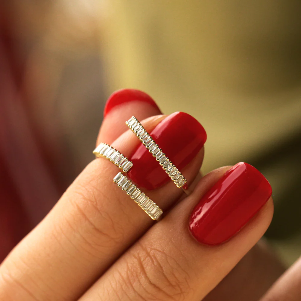 14k Petite Baguette Diamond Wedding Band - Image 2