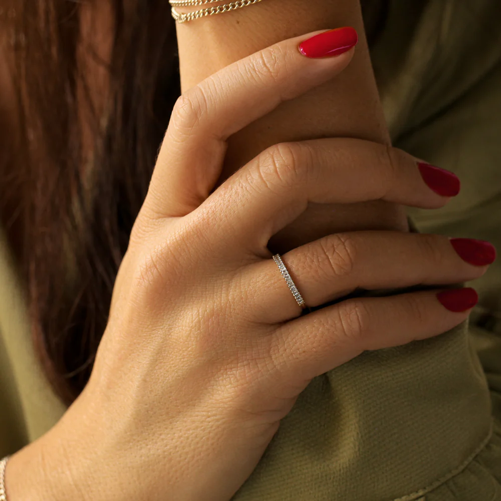 14k Petite Baguette Diamond Wedding Band - Image 3