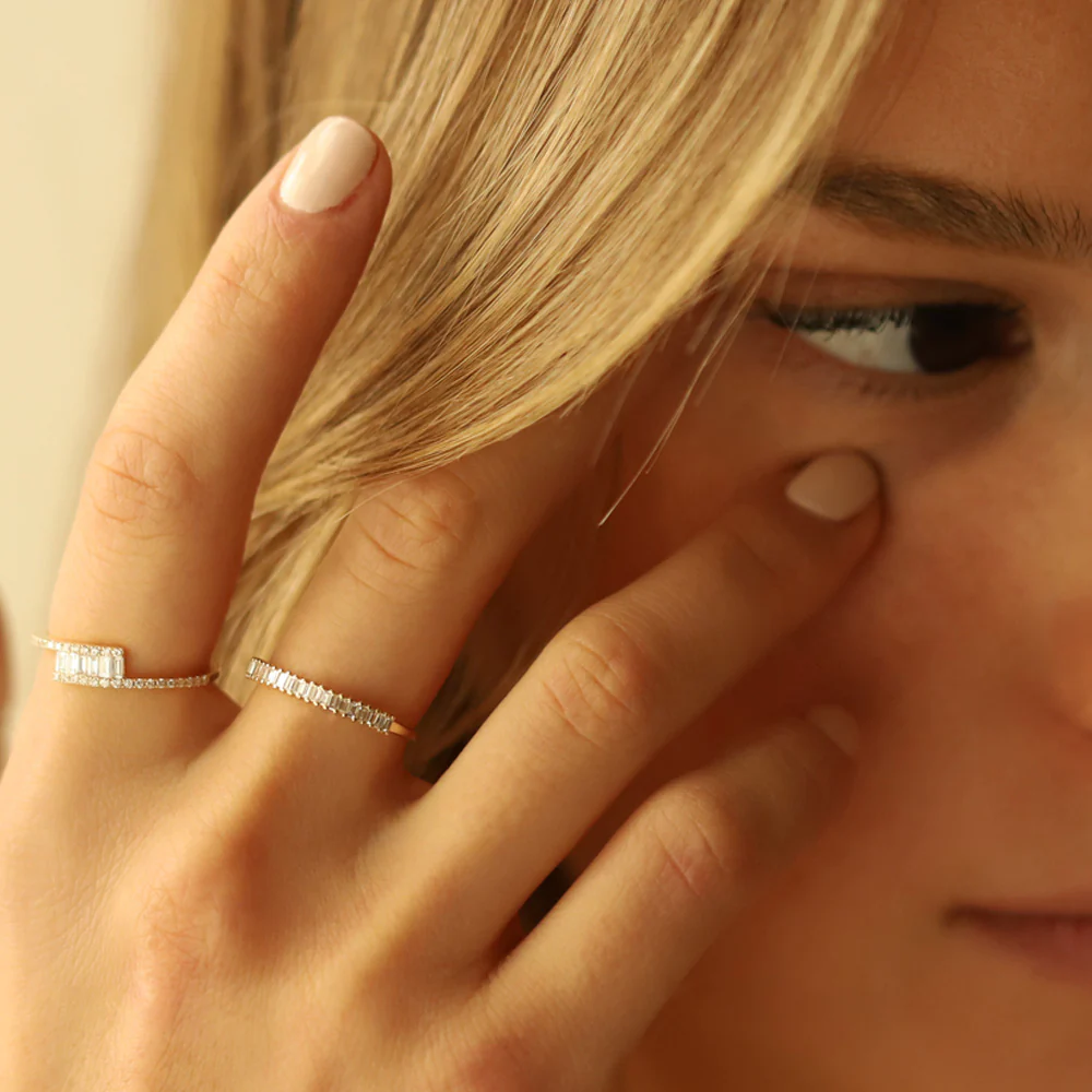 14k Petite Baguette Diamond Wedding Band - Image 4