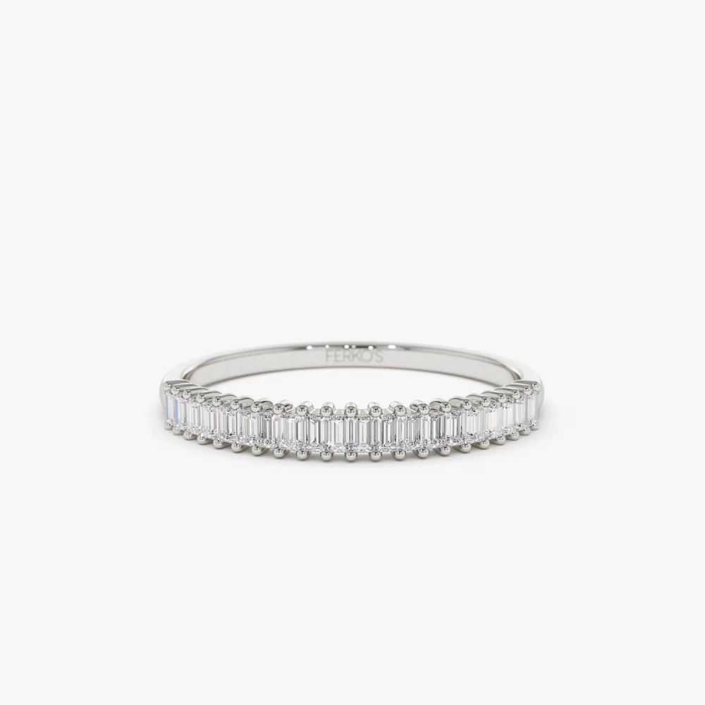 14k Petite Baguette Diamond Wedding Band - Image 6