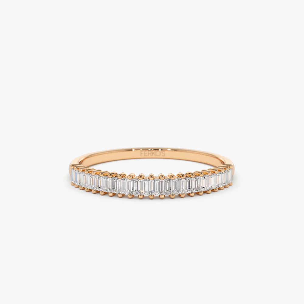 14k Petite Baguette Diamond Wedding Band - Image 7