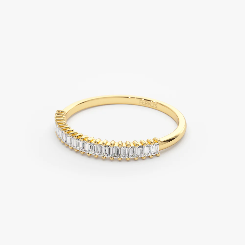14k Petite Baguette Diamond Wedding Band - Image 8