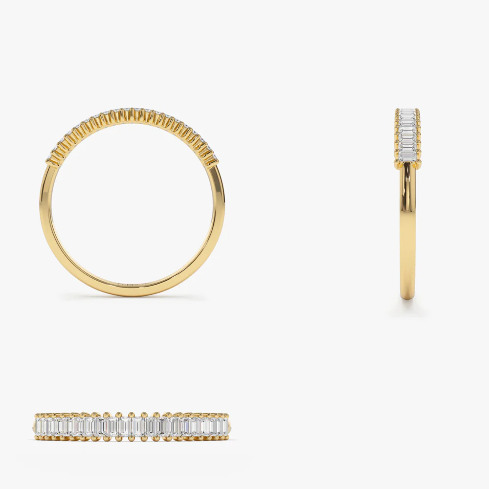 14k Petite Baguette Diamond Wedding Band - Image 9