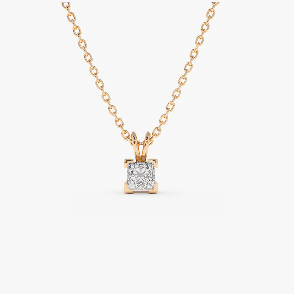 14k Princess-Cut Diamond Solitaire Pendant - Image 3