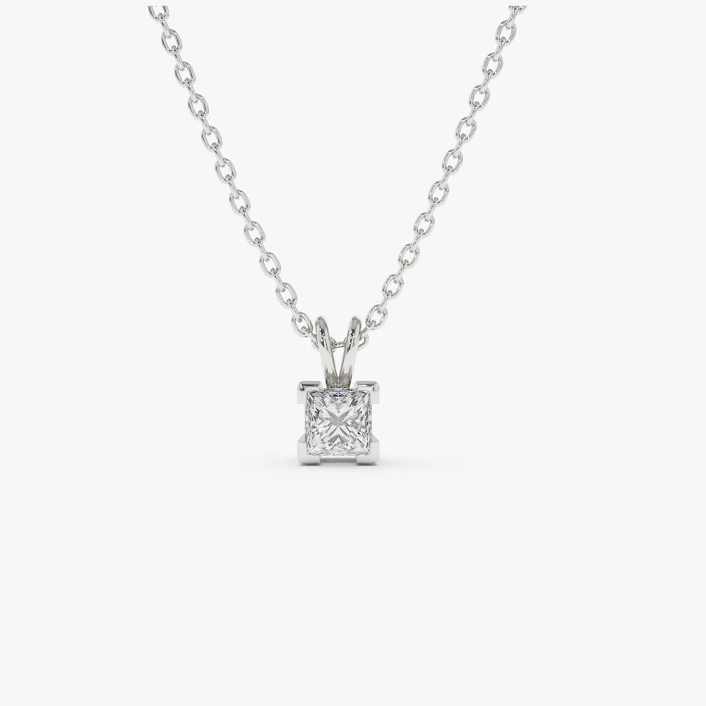 14k Princess-Cut Diamond Solitaire Pendant - Image 4