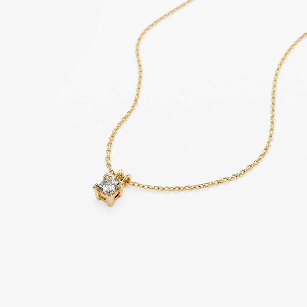 14k Princess-Cut Diamond Solitaire Pendant - Image 5