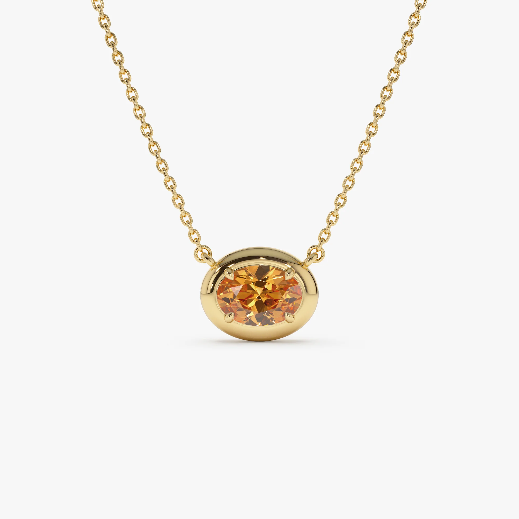 14K Prong Setting Oval Shaped Citrine Necklace