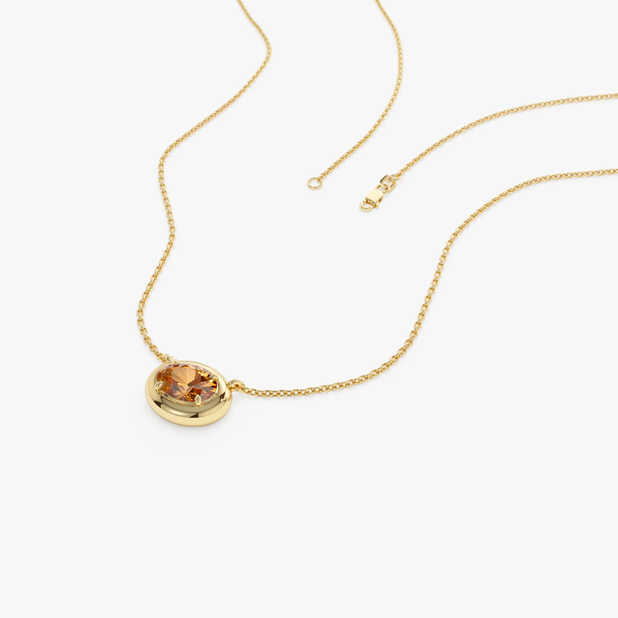 14K Prong Setting Oval Shaped Citrine Necklace - Image 5