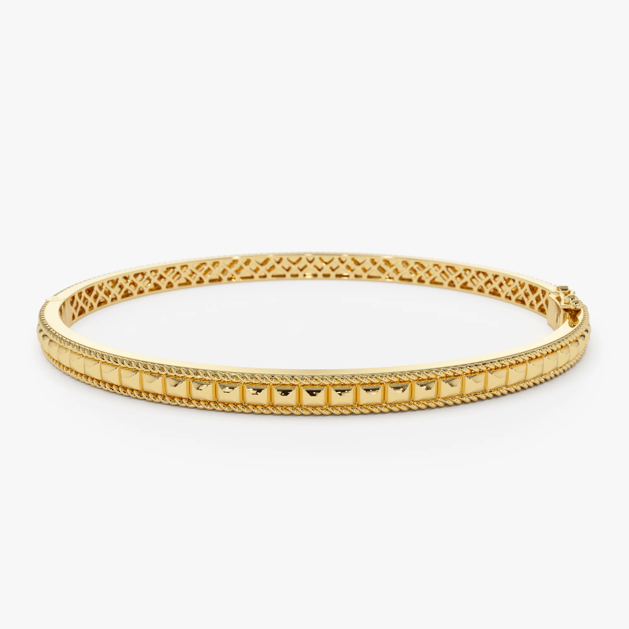 14k Pyramid Gold Bangle Bracelet