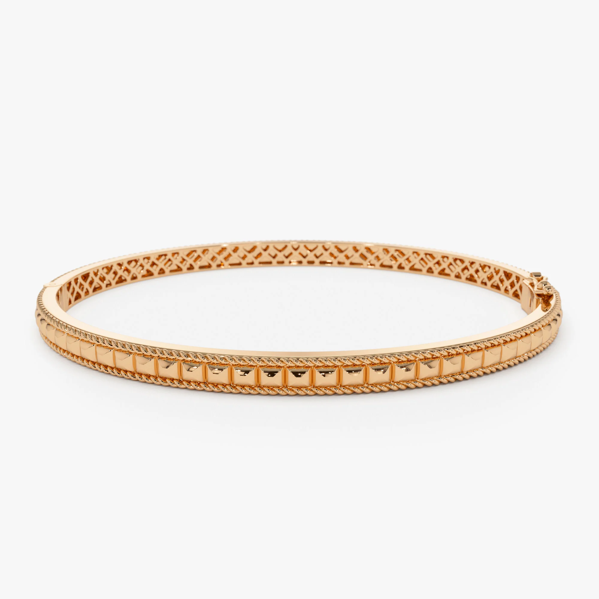 14k Pyramid Gold Bangle Bracelet - Image 5