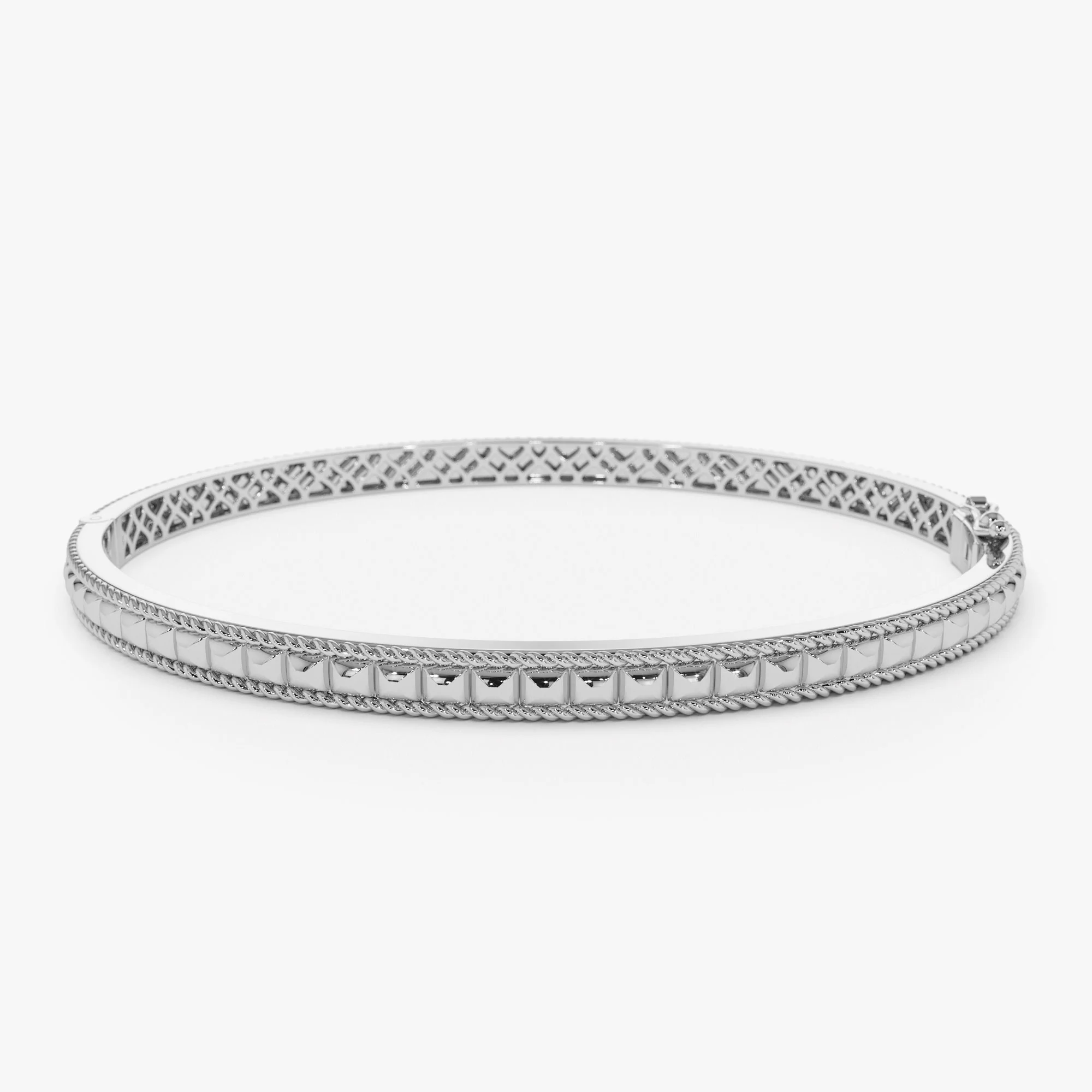 14k Pyramid Gold Bangle Bracelet - Image 6