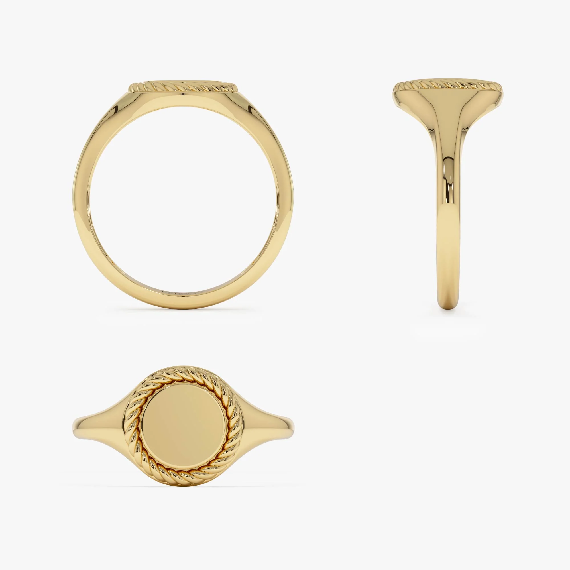 14K Rope Border Oval Signet Ring - Image 10