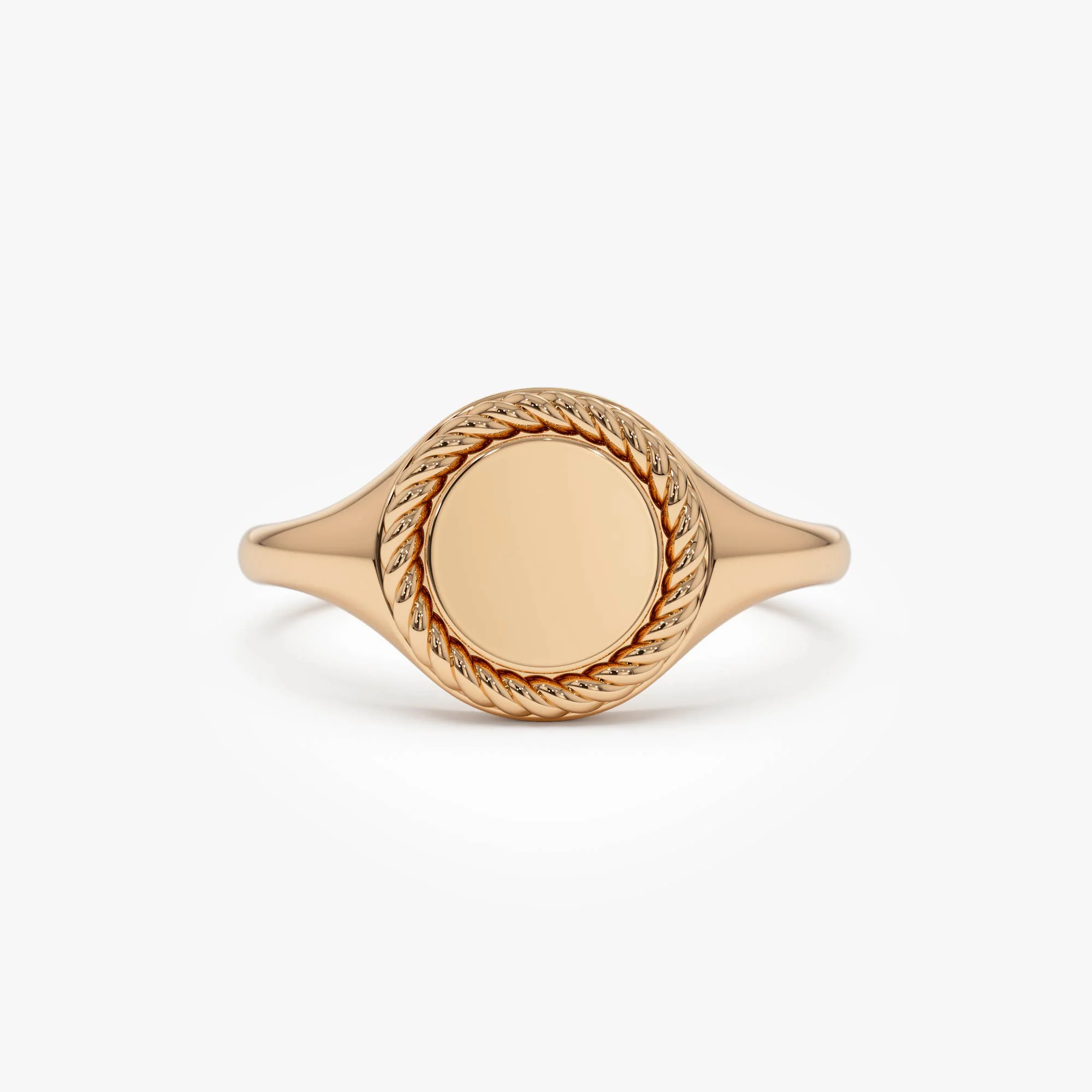14K Rope Border Oval Signet Ring - Image 7