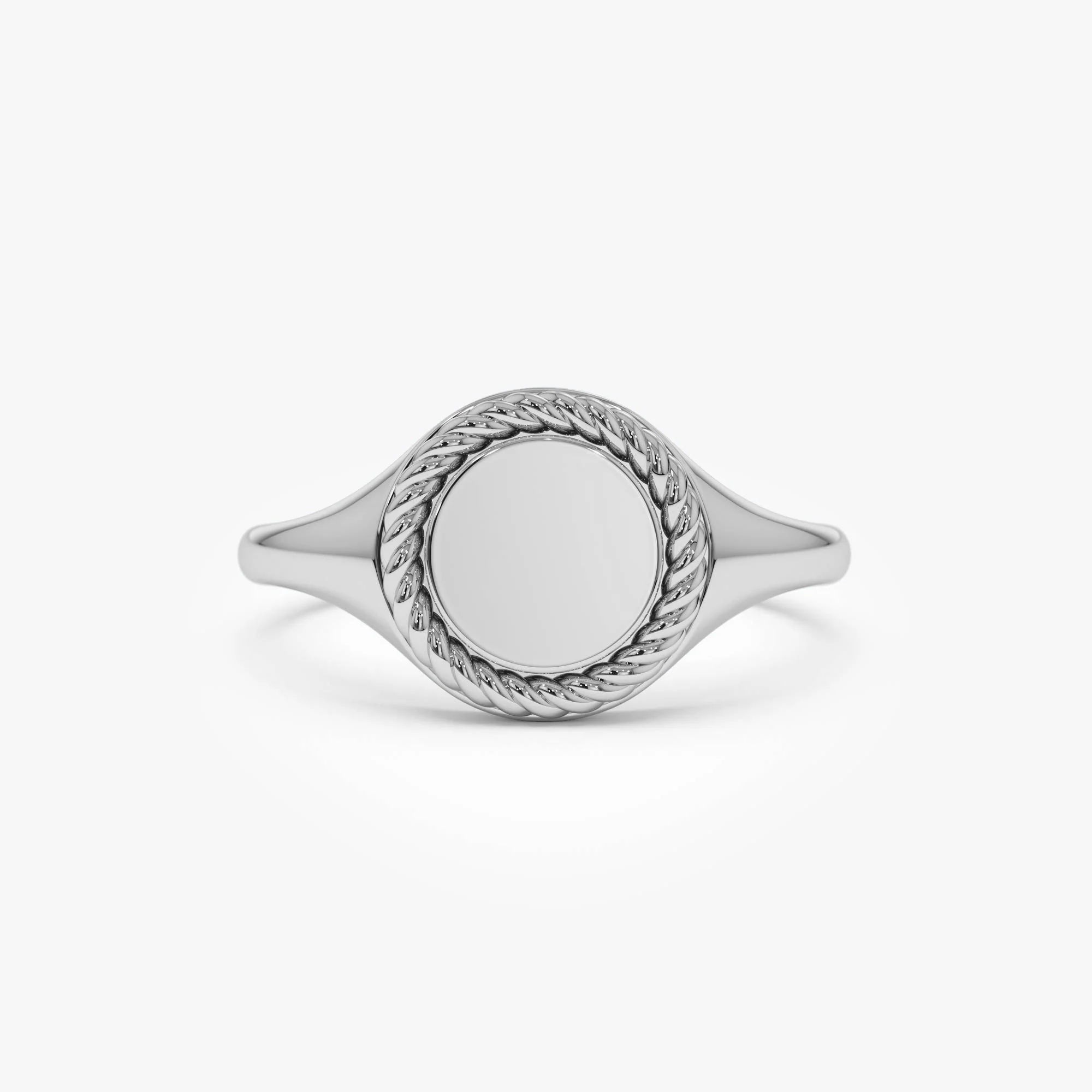 14K Rope Border Oval Signet Ring - Image 8
