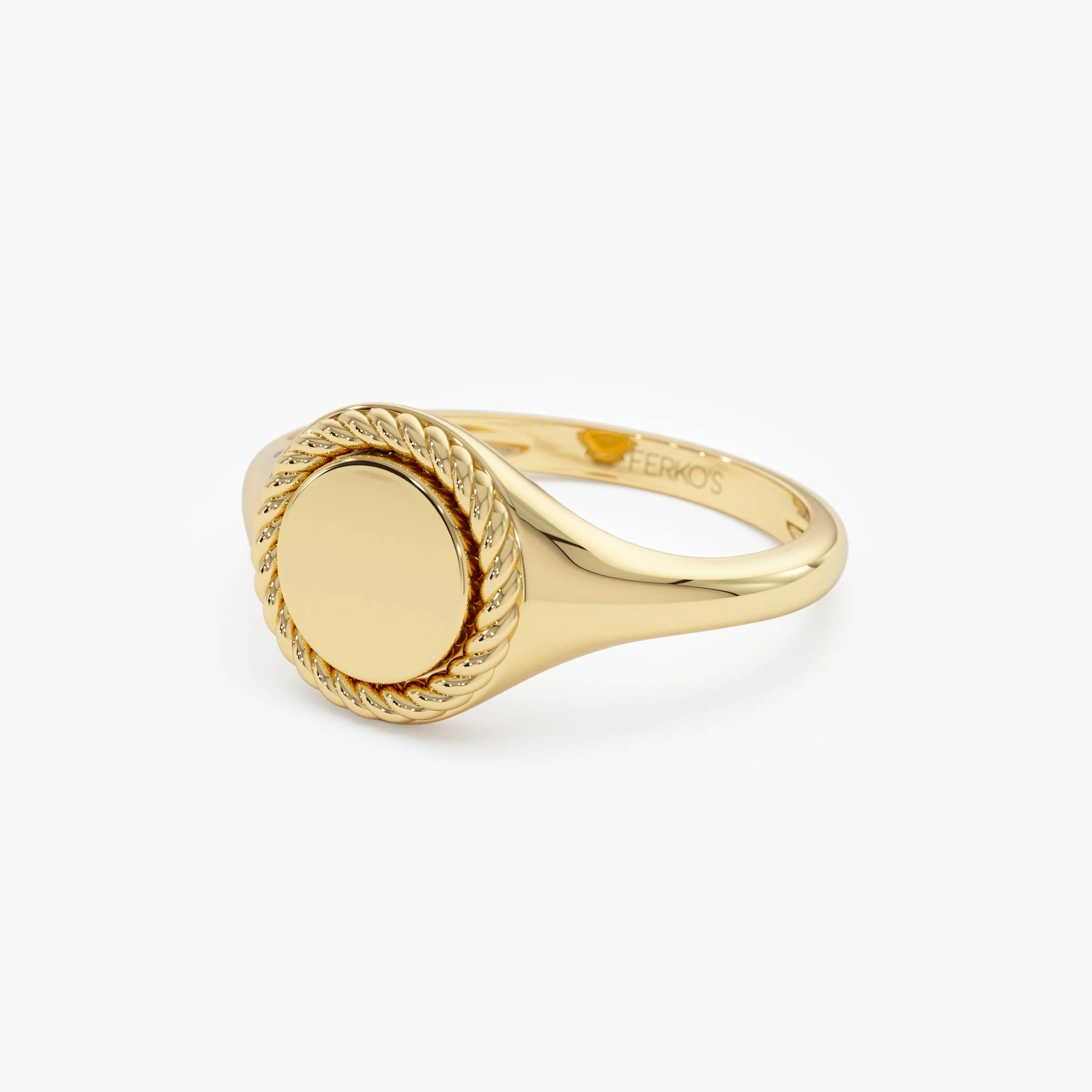 14K Rope Border Oval Signet Ring - Image 9