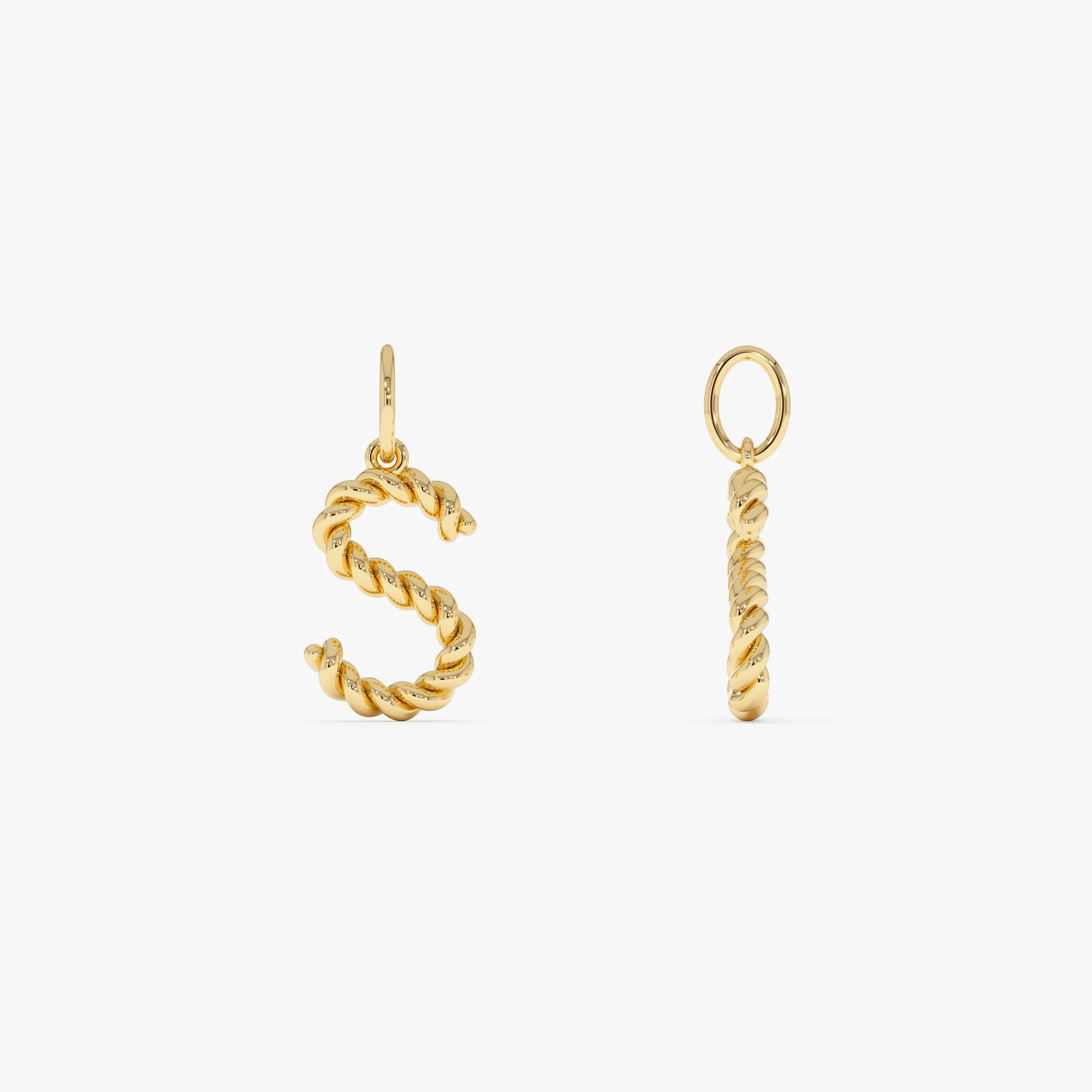 14K Rope Initial Pendant Necklace - Image 10