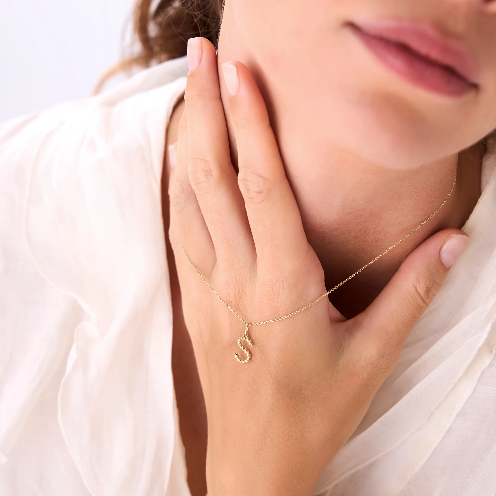 14K Rope Initial Pendant Necklace - Image 3