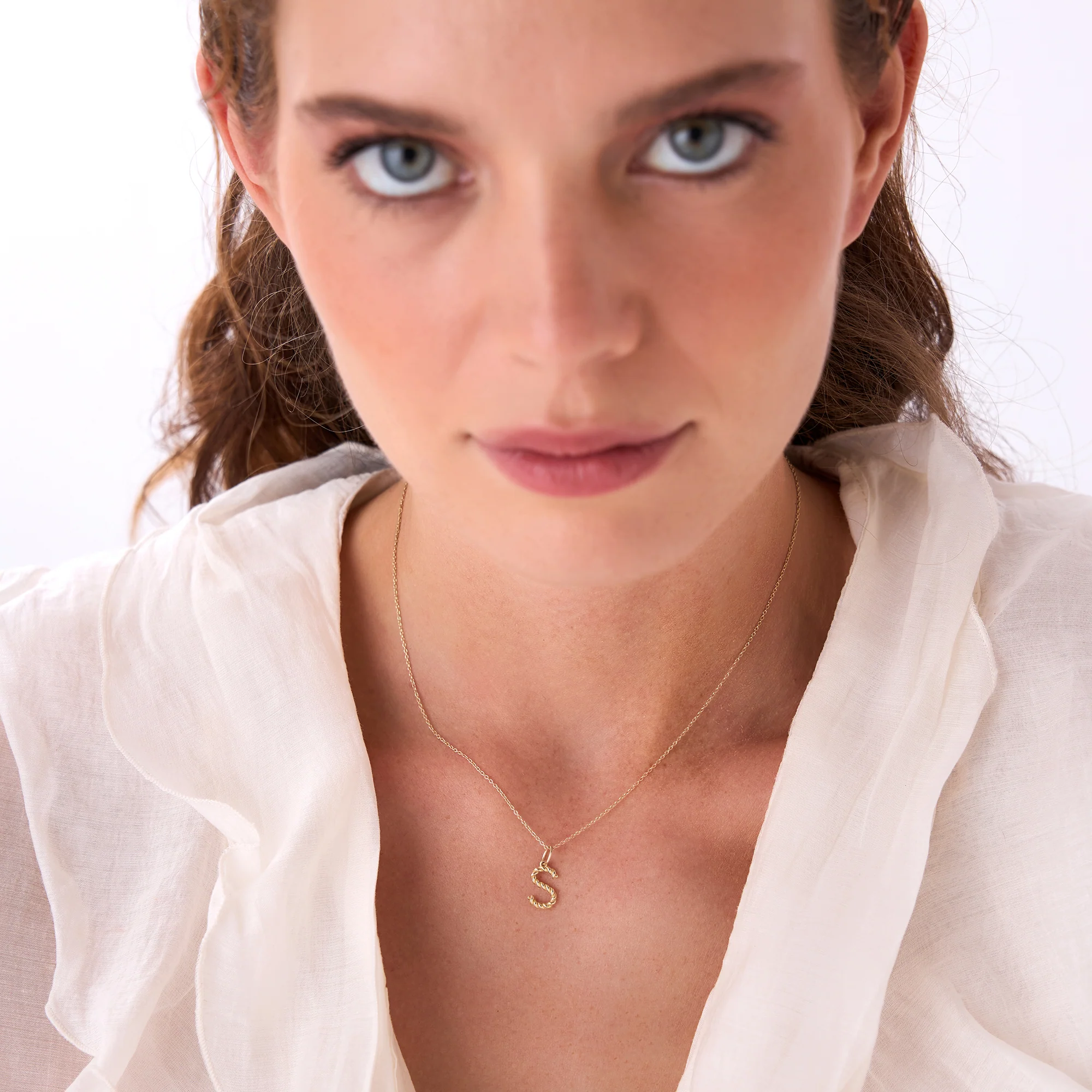 14K Rope Initial Pendant Necklace - Image 4