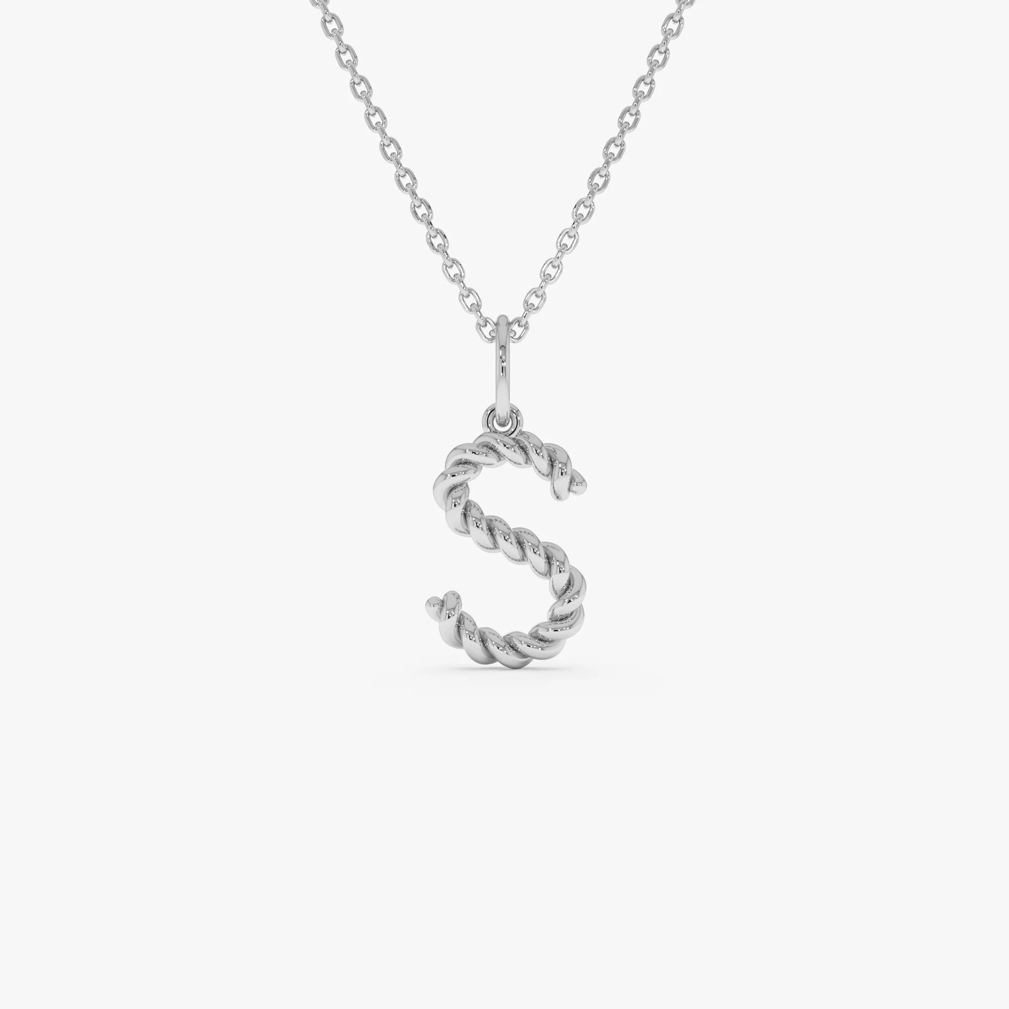 14K Rope Initial Pendant Necklace - Image 8
