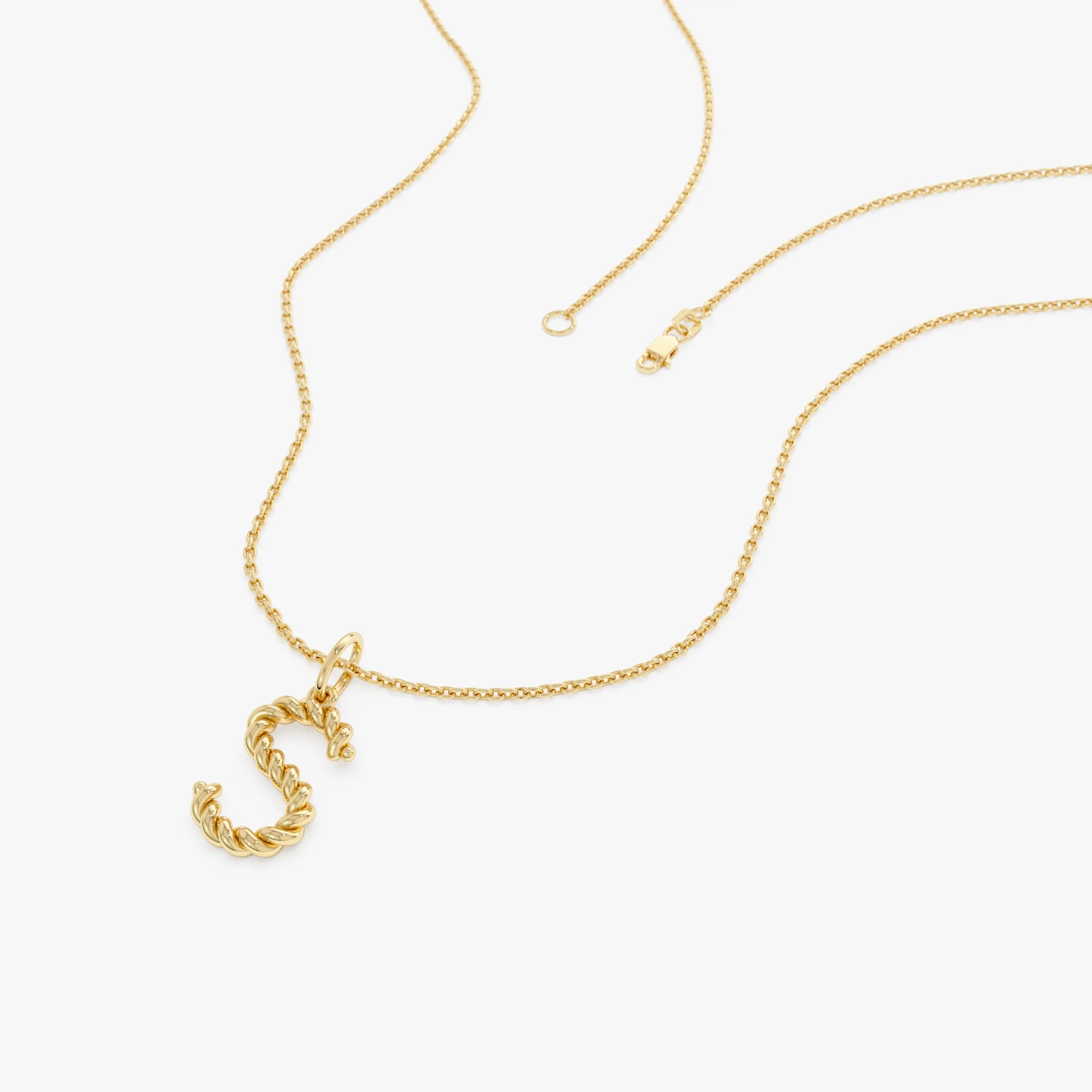 14K Rope Initial Pendant Necklace - Image 9