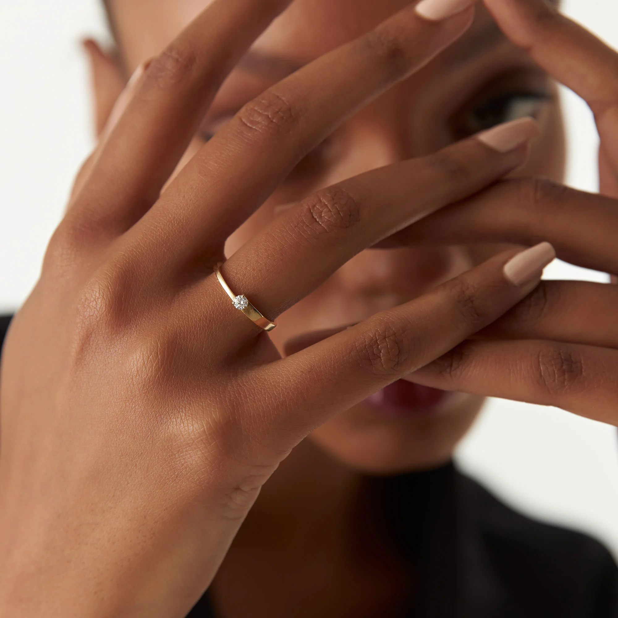 14k Round Solitaire Diamond Promise Ring - Image 3