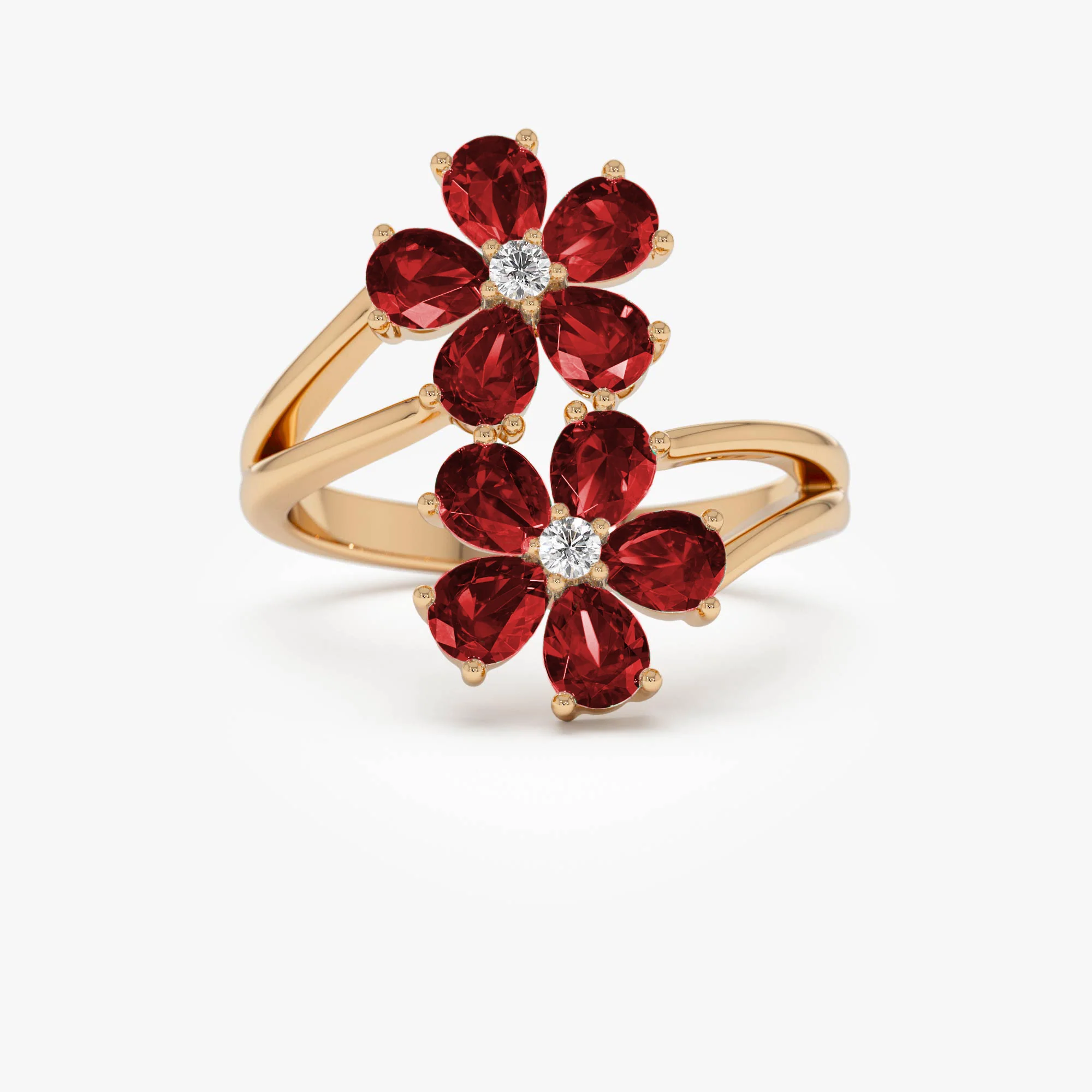 14k Ruby Flower Diamond Accent Ring - Image 6
