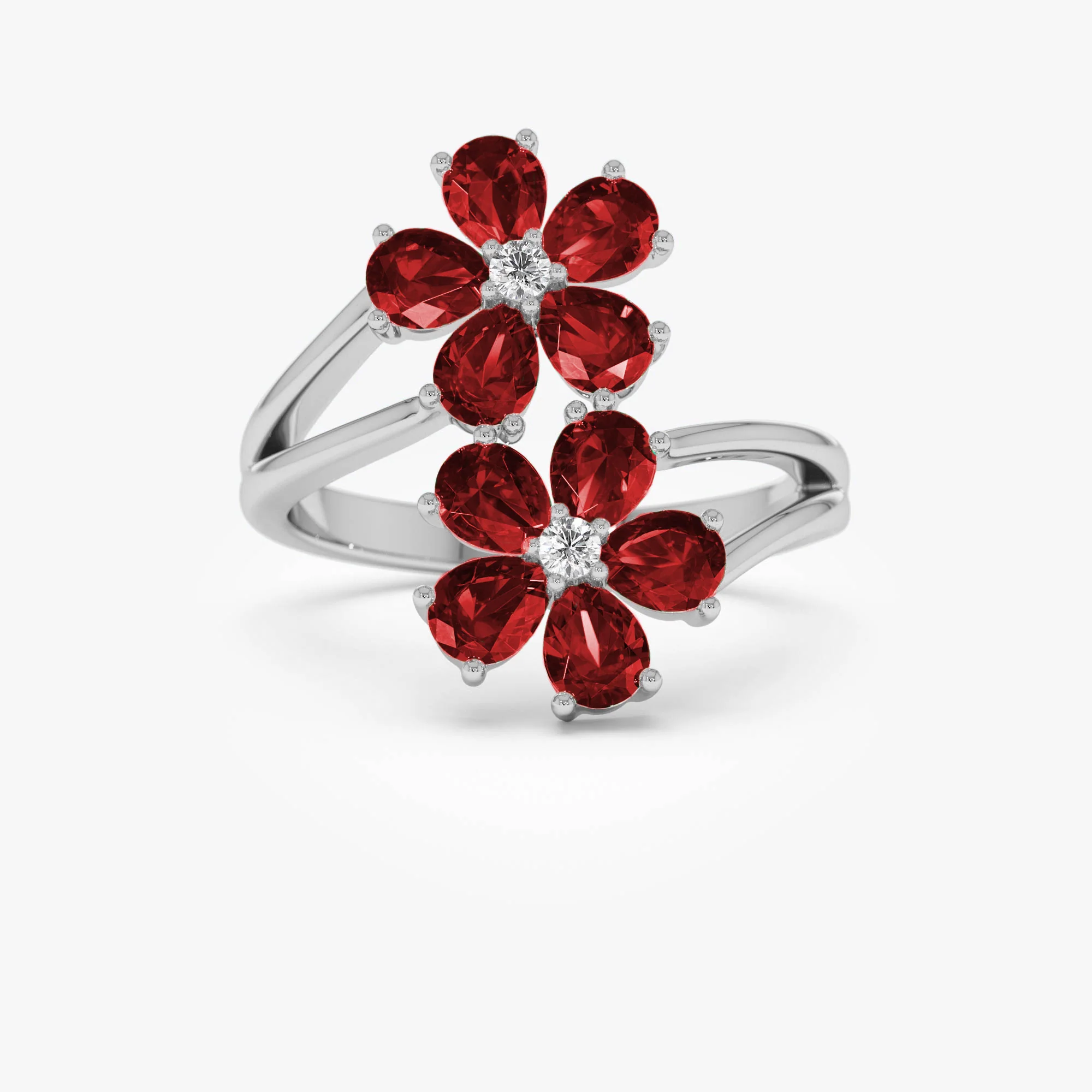 14k Ruby Flower Diamond Accent Ring - Image 7