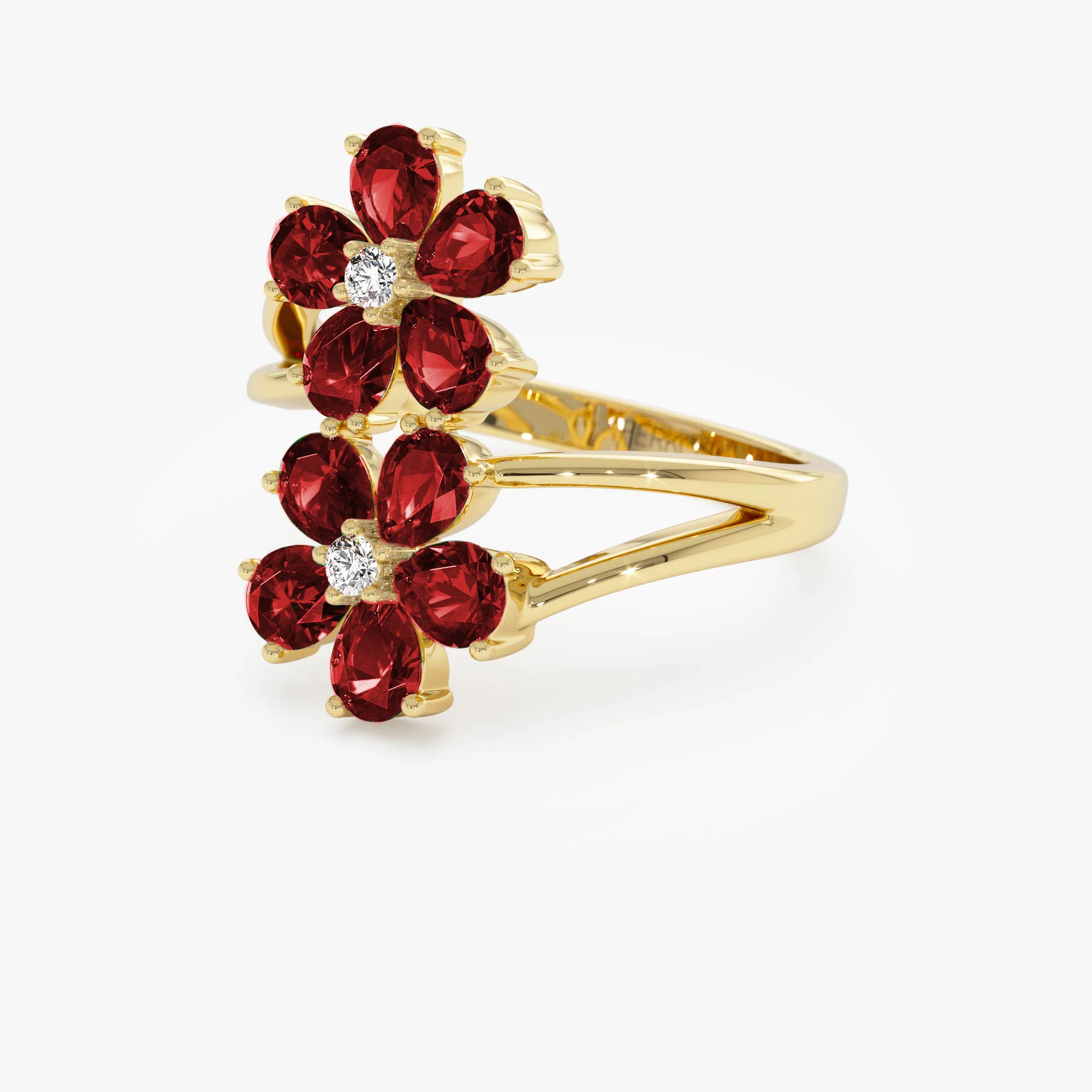 14k Ruby Flower Diamond Accent Ring - Image 8