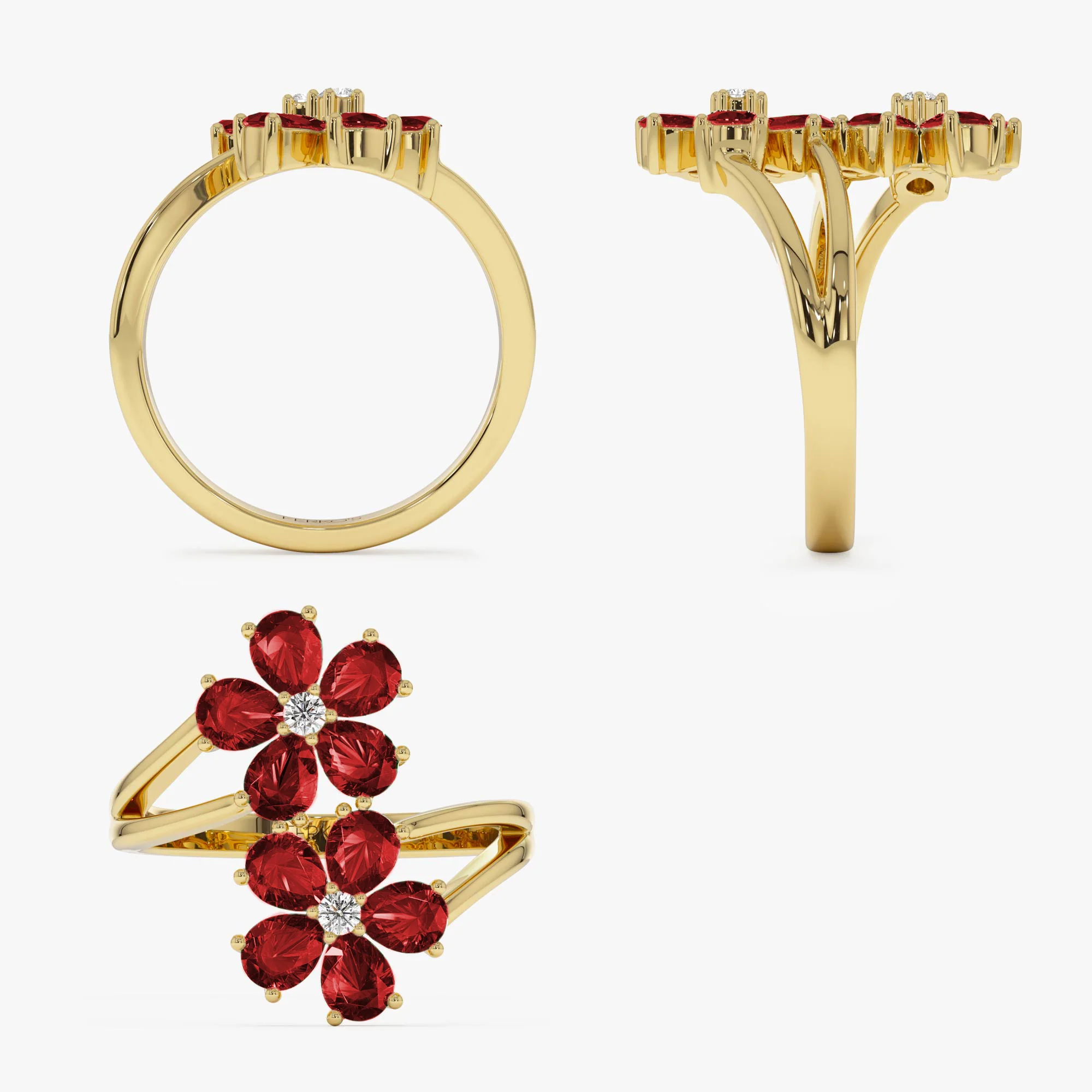 14k Ruby Flower Diamond Accent Ring - Image 9