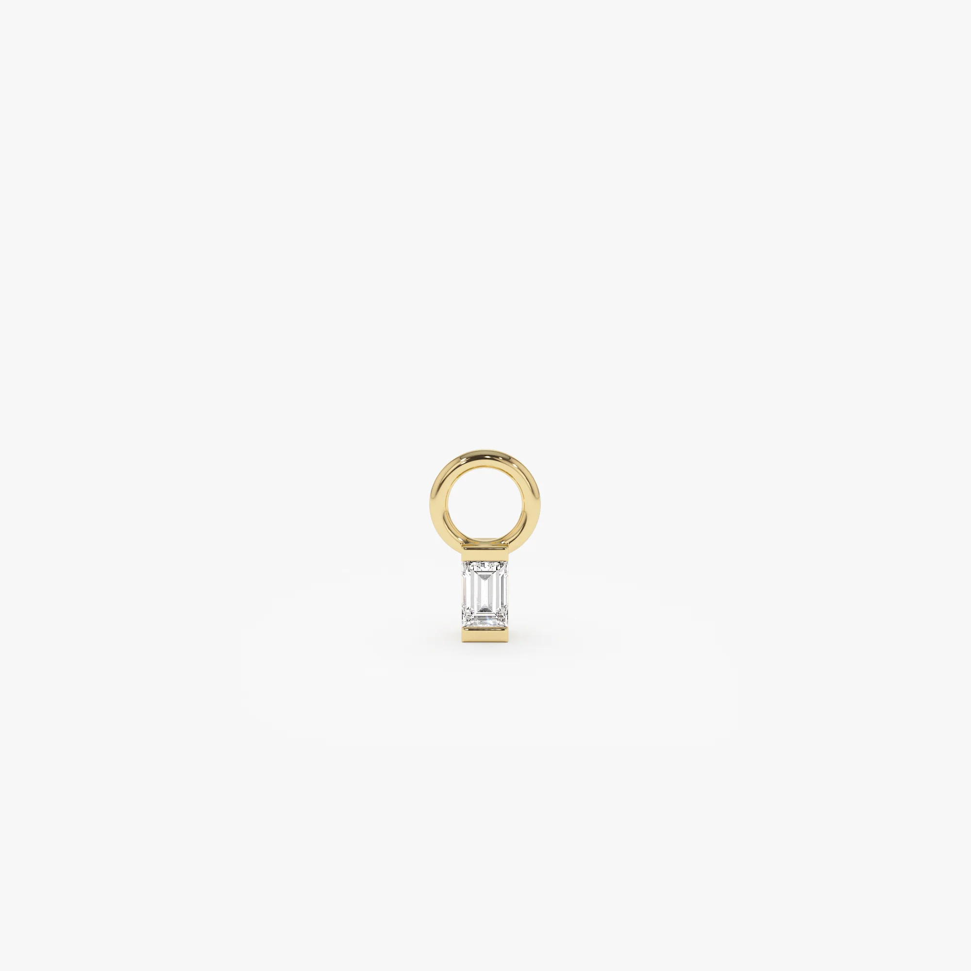 14k Single Baguette Hoop Charm