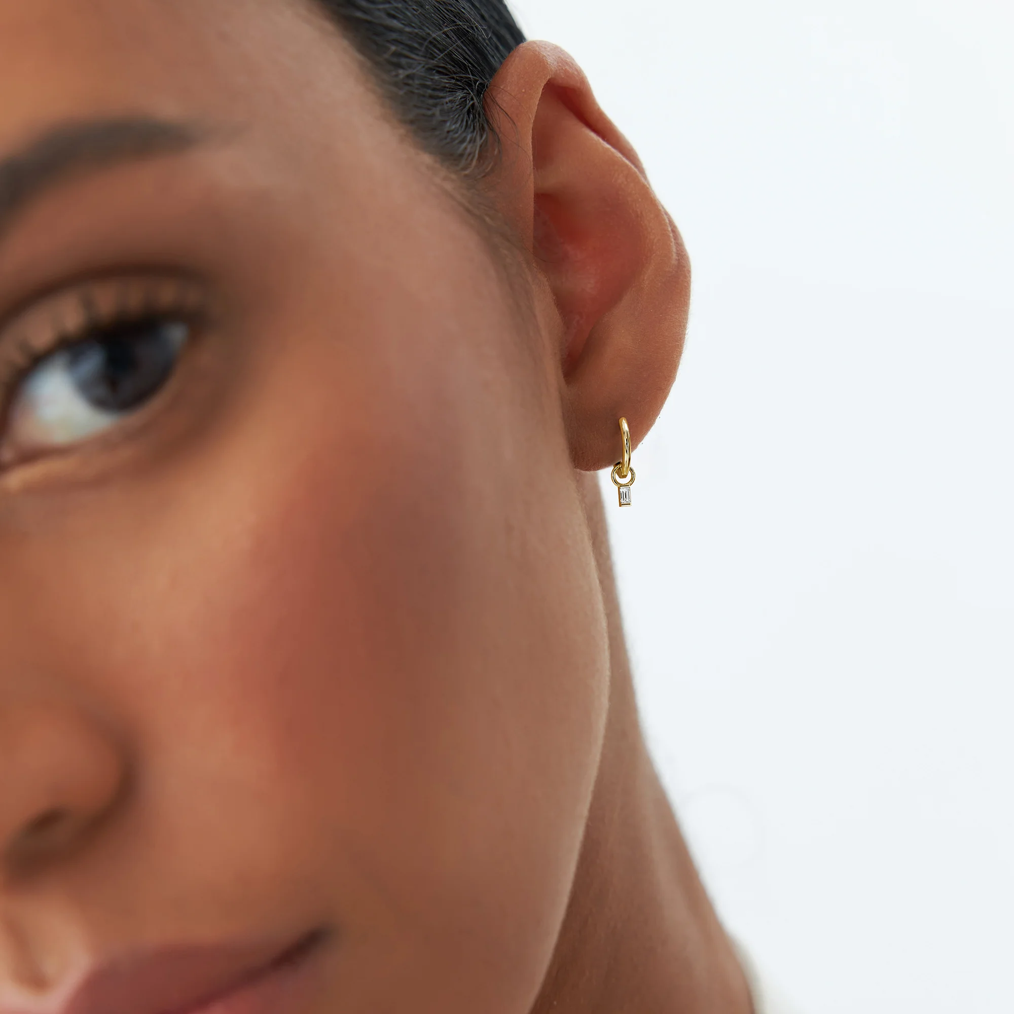 14k Single Baguette Hoop Charm - Image 3