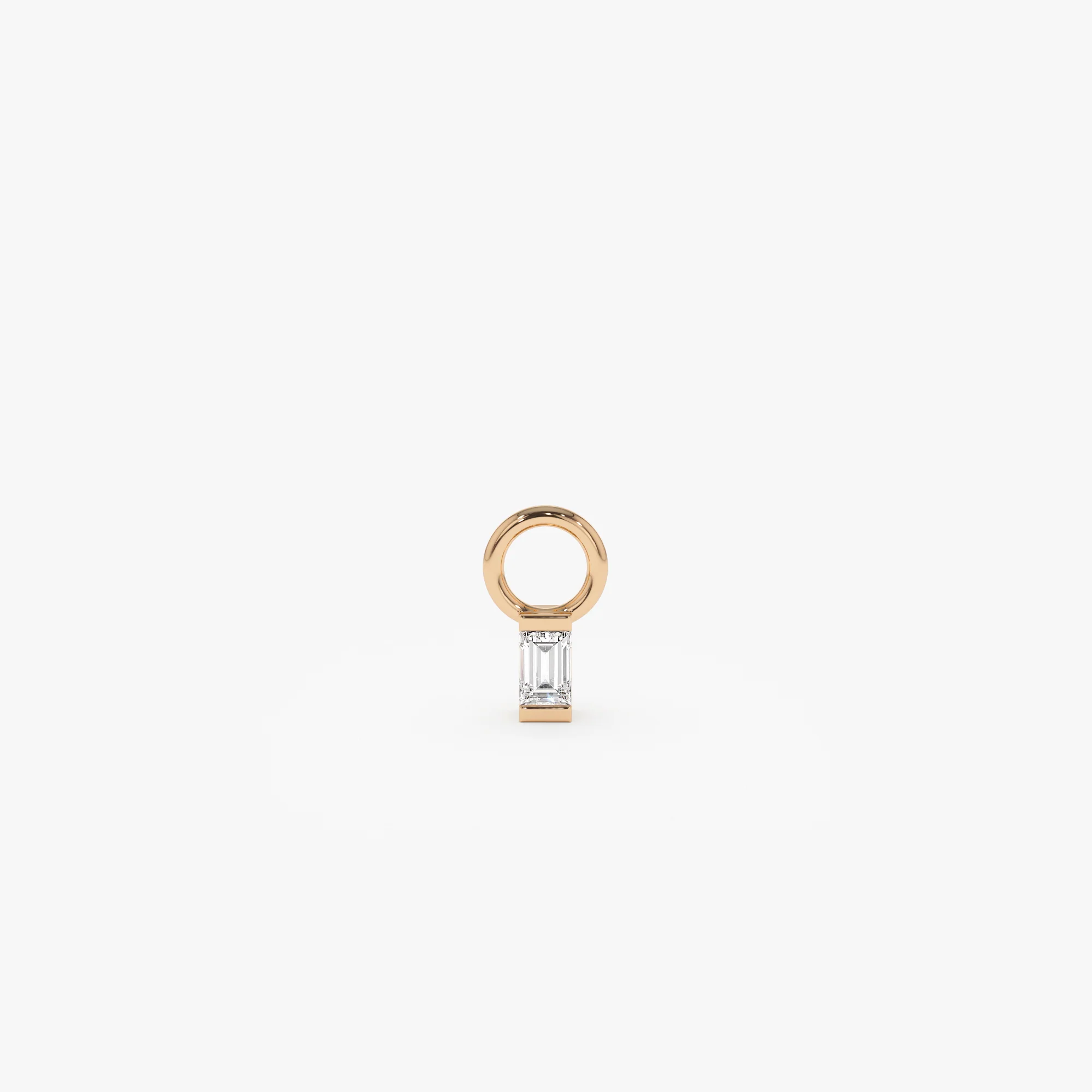 14k Single Baguette Hoop Charm - Image 5