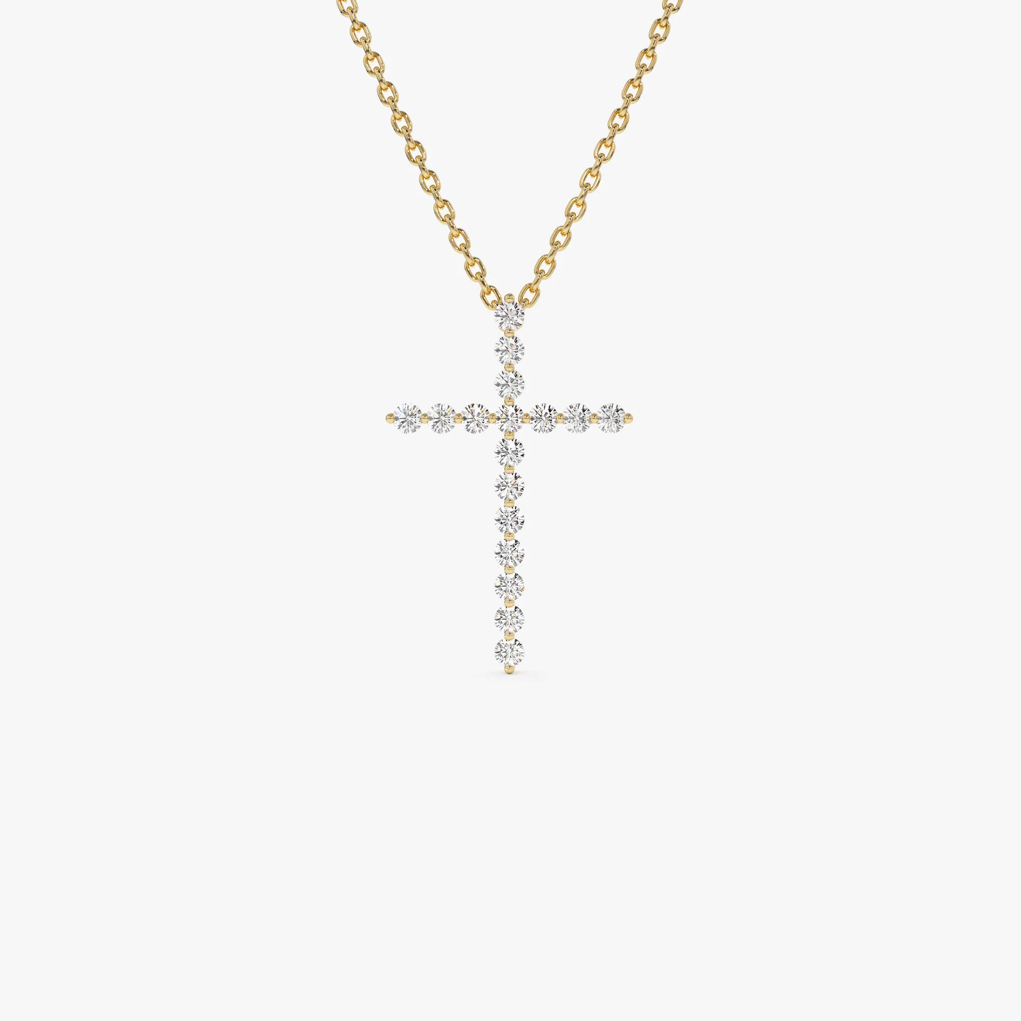14k Single Shared Prong Diamond Cross