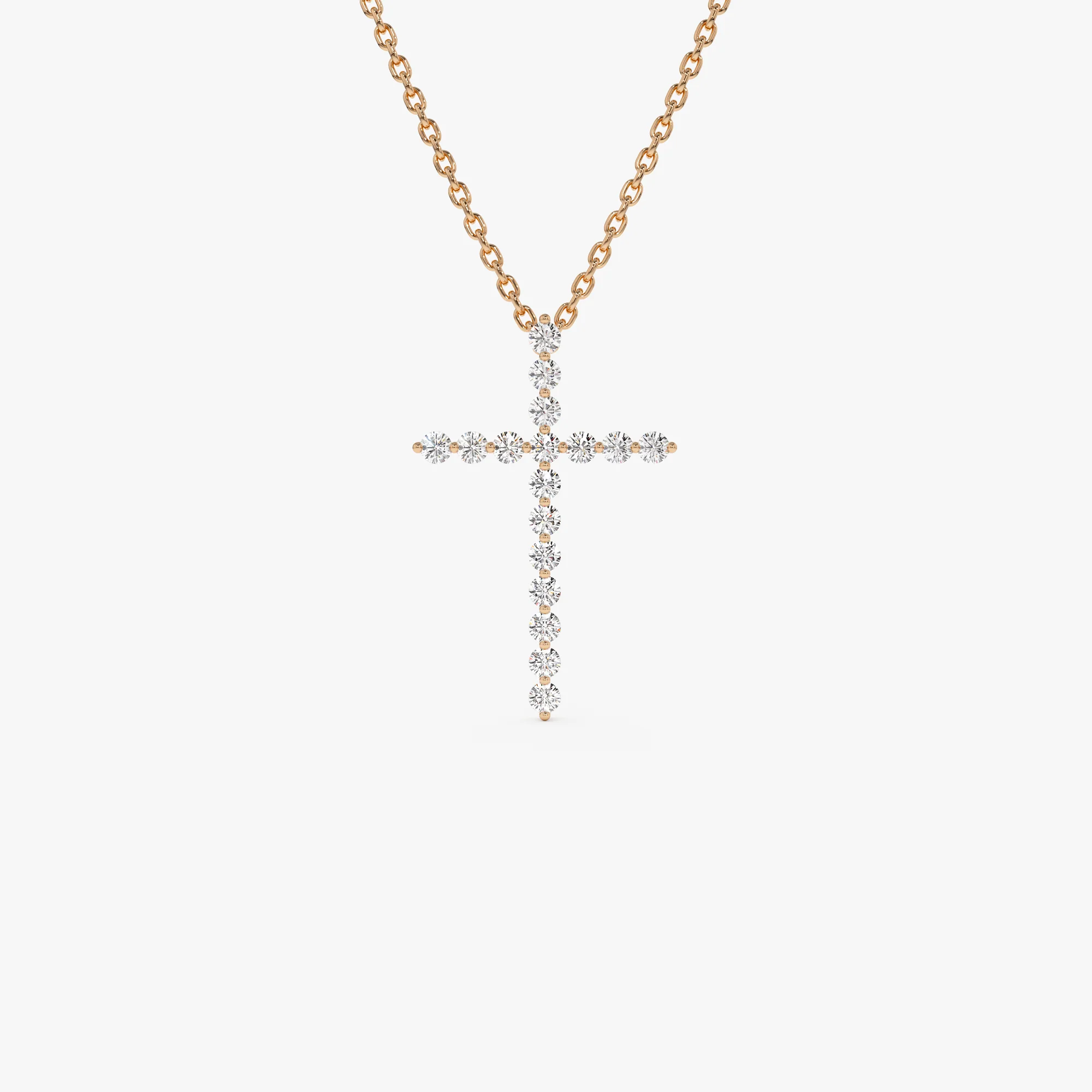 14k Single Shared Prong Diamond Cross - Image 5